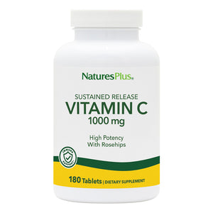 Frontal product image of Vitamin C 1000 mg with Rose Hips Sustained Release Tablets containing 180 Count
