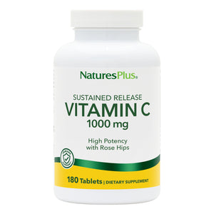 Frontal product image of Vitamin C 1000 mg with Rose Hips Sustained Release Tablets containing 180 Count