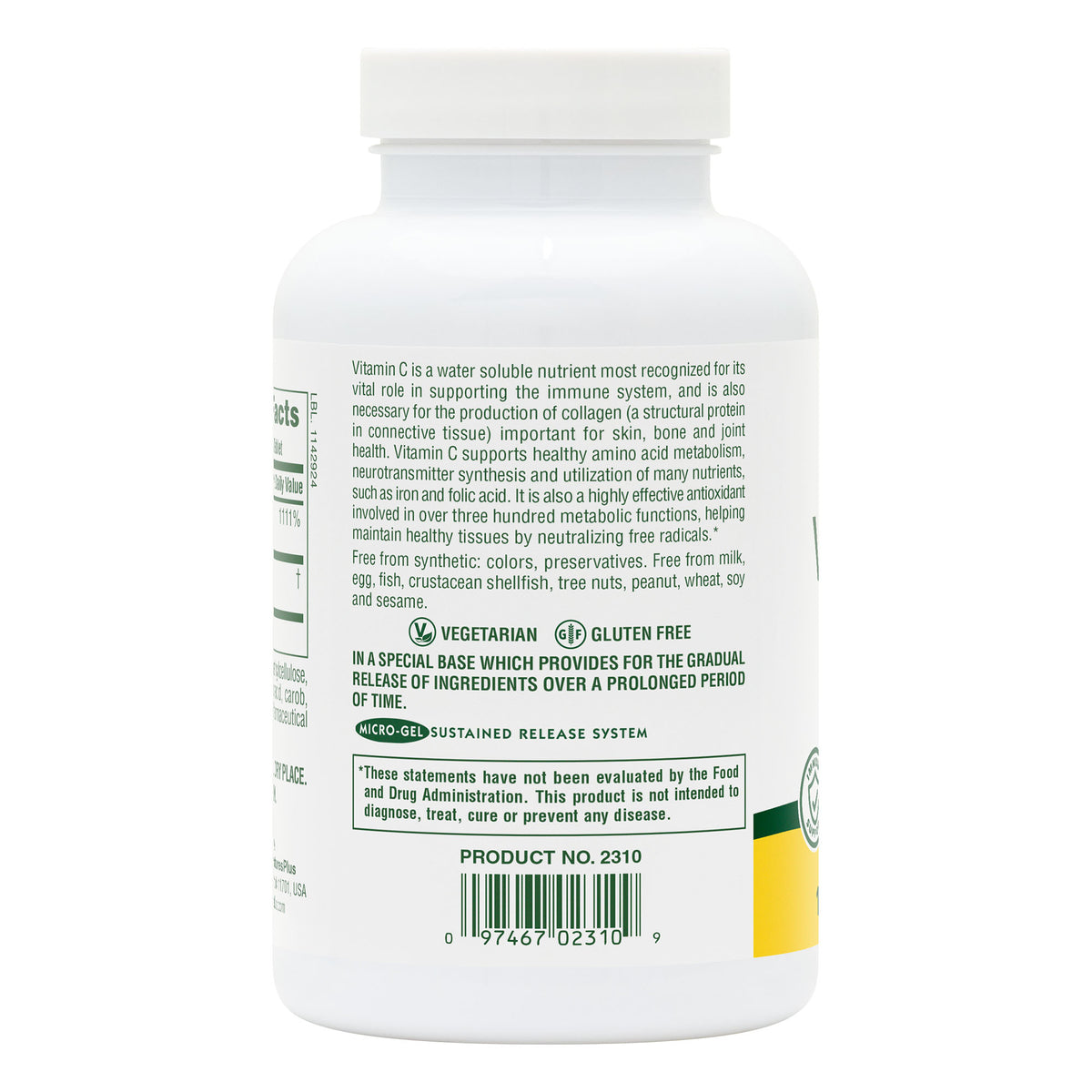 product image of Vitamin C 1000 mg with Rose Hips Sustained Release Tablets containing 180 Count