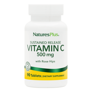 Frontal product image of Vitamin C 500 mg with Rose Hips Sustained Release Tablets containing 90 Count