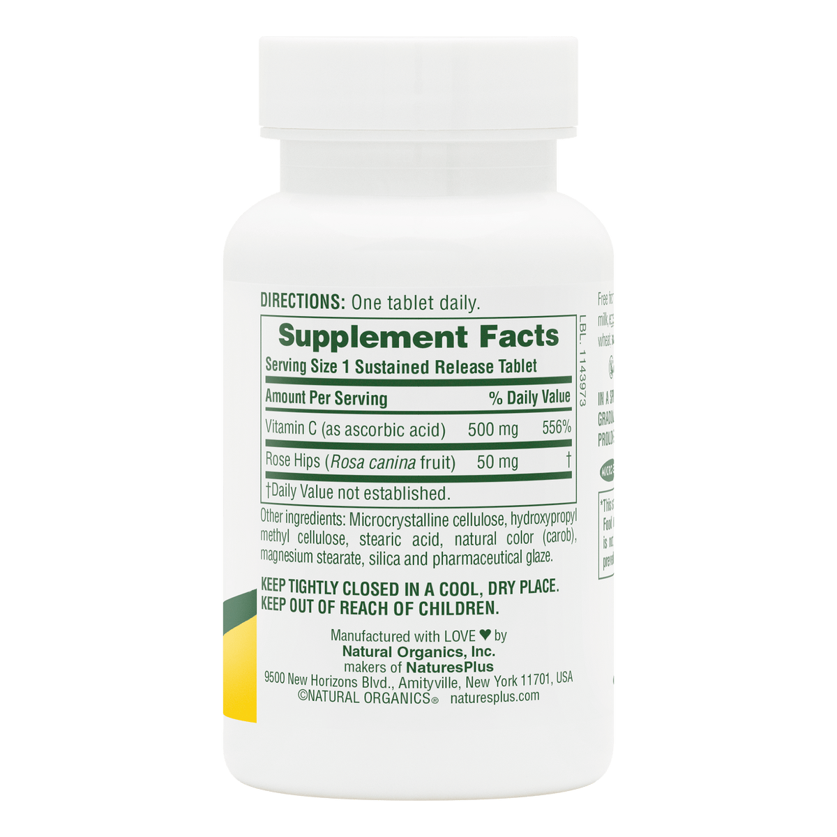 product image of Vitamin C 500 mg with Rose Hips Sustained Release Tablets containing 90 Count