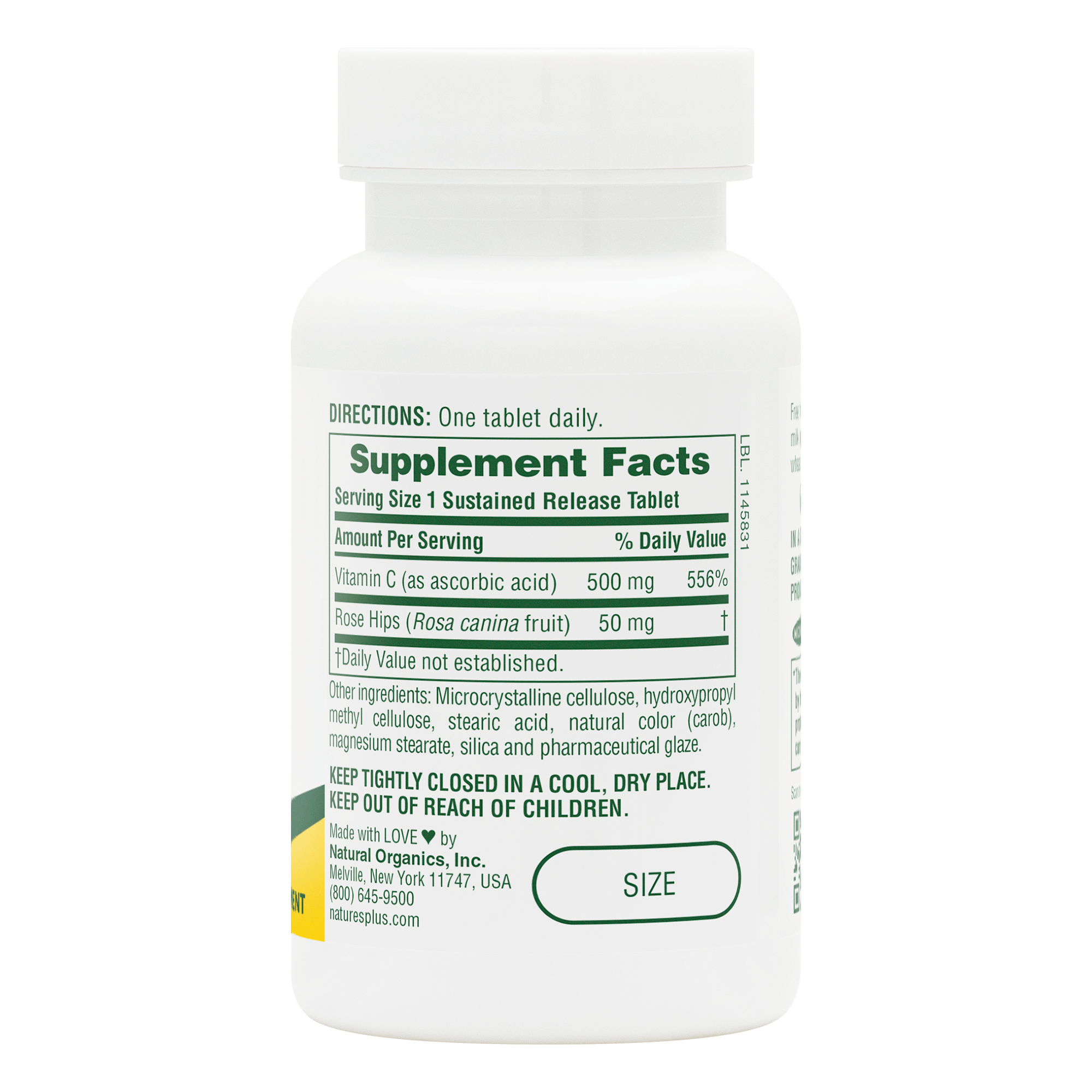Vitamin C 500 mg with Rose Hips Sustained Release Tablets - 90 Count