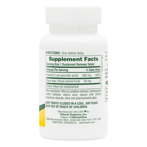 First side product image of Vitamin C 500 mg with Rose Hips Sustained Release Tablets containing 90 Count