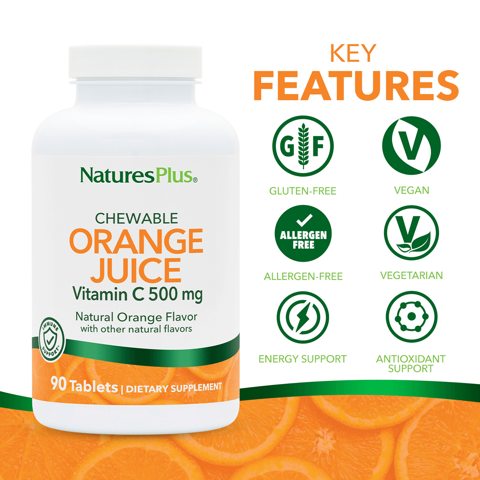 Orange Juice Vitamin C 500 mg Chewables - 90 Count