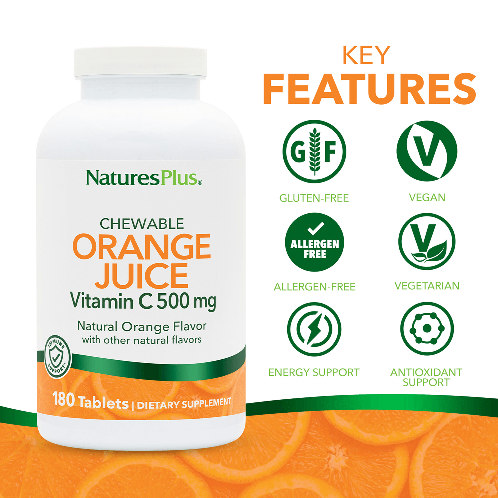 Orange Juice Vitamin C 500 mg Chewables - 180 Count