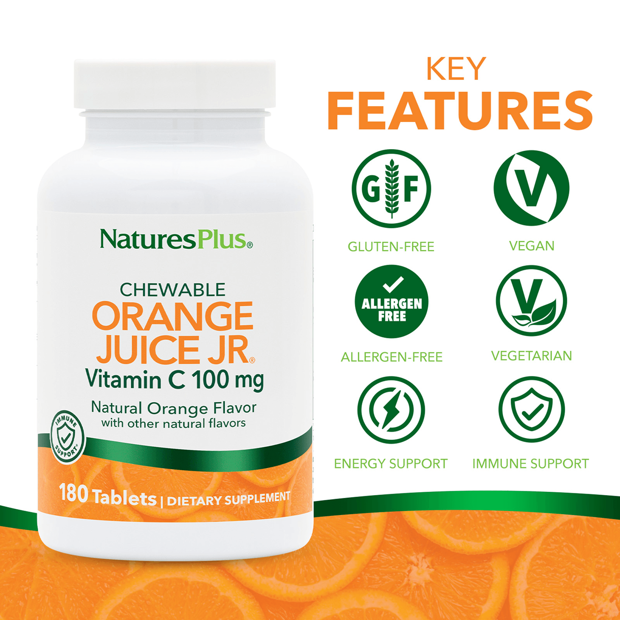 Orange Juice Jr.® Vitamin C 100 mg Chewables - 180 Count