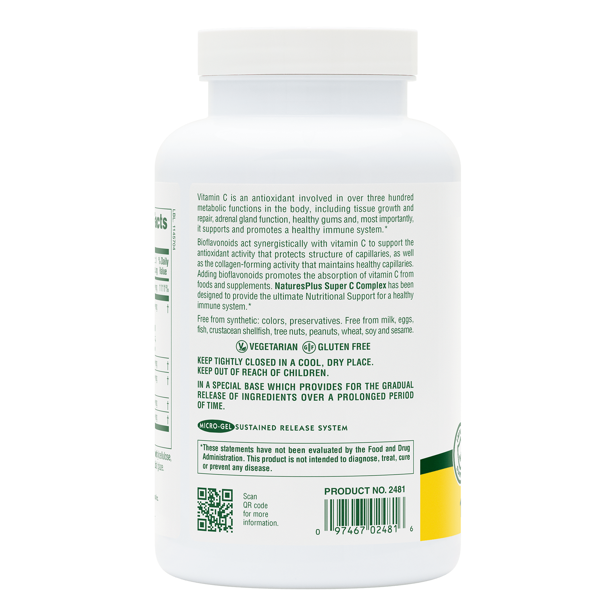 Super C Complex Sustained Release Tablets - 180 Count