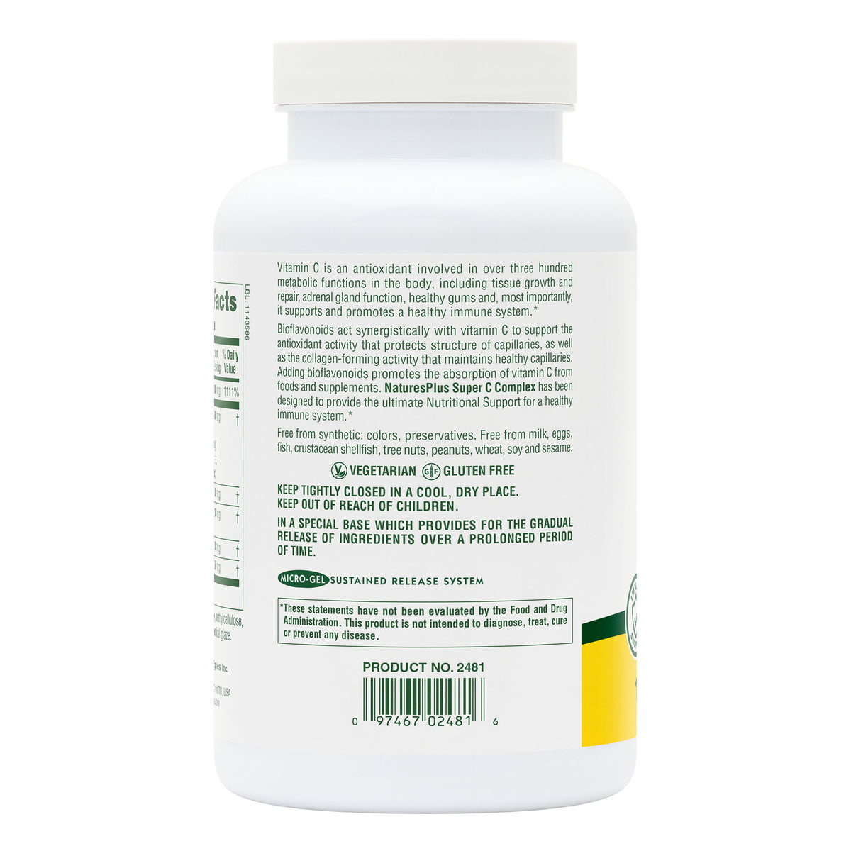 product image of Super C Complex Sustained Release Tablets containing 180 Count