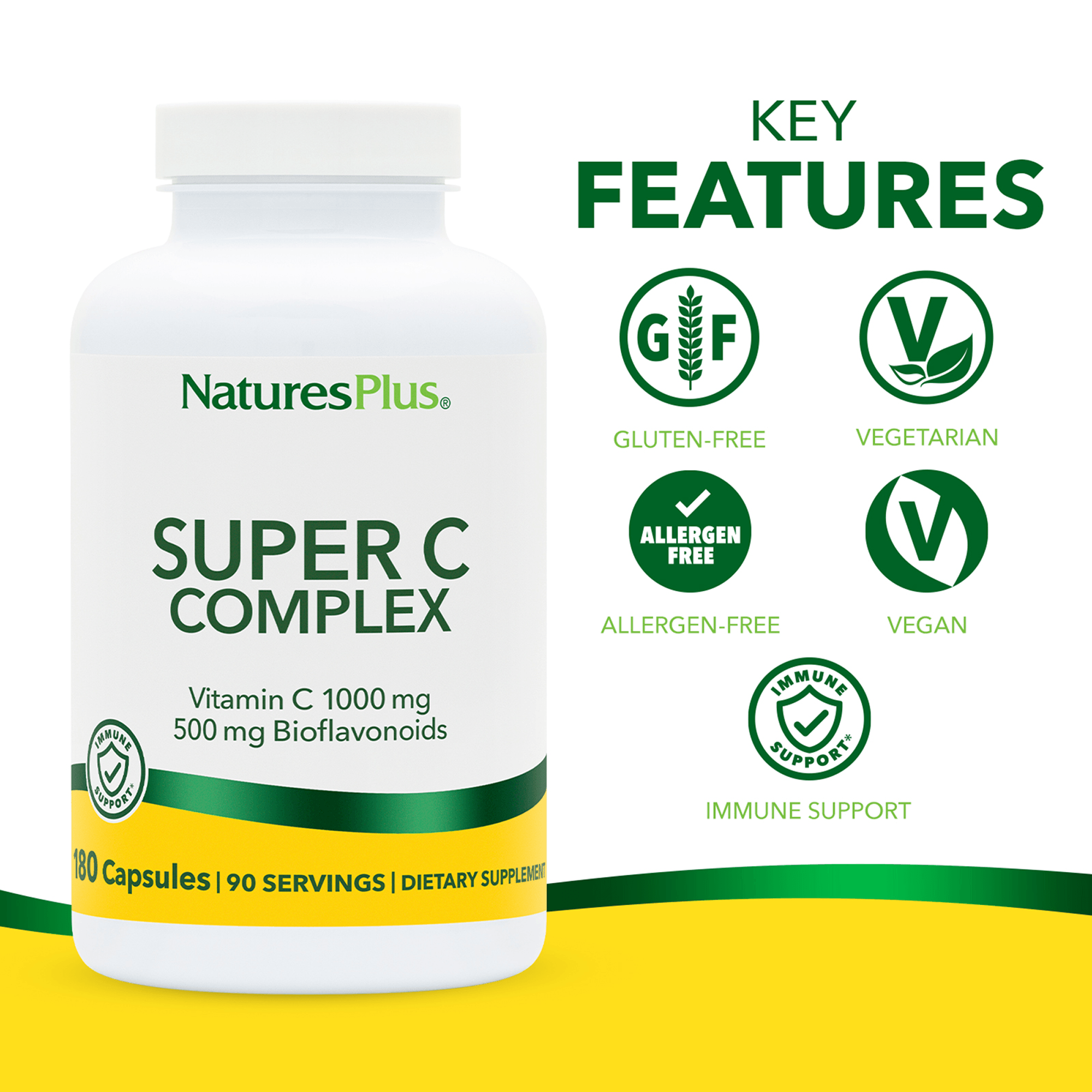 Super C Complex 1000 mg Capsules - 180 Count