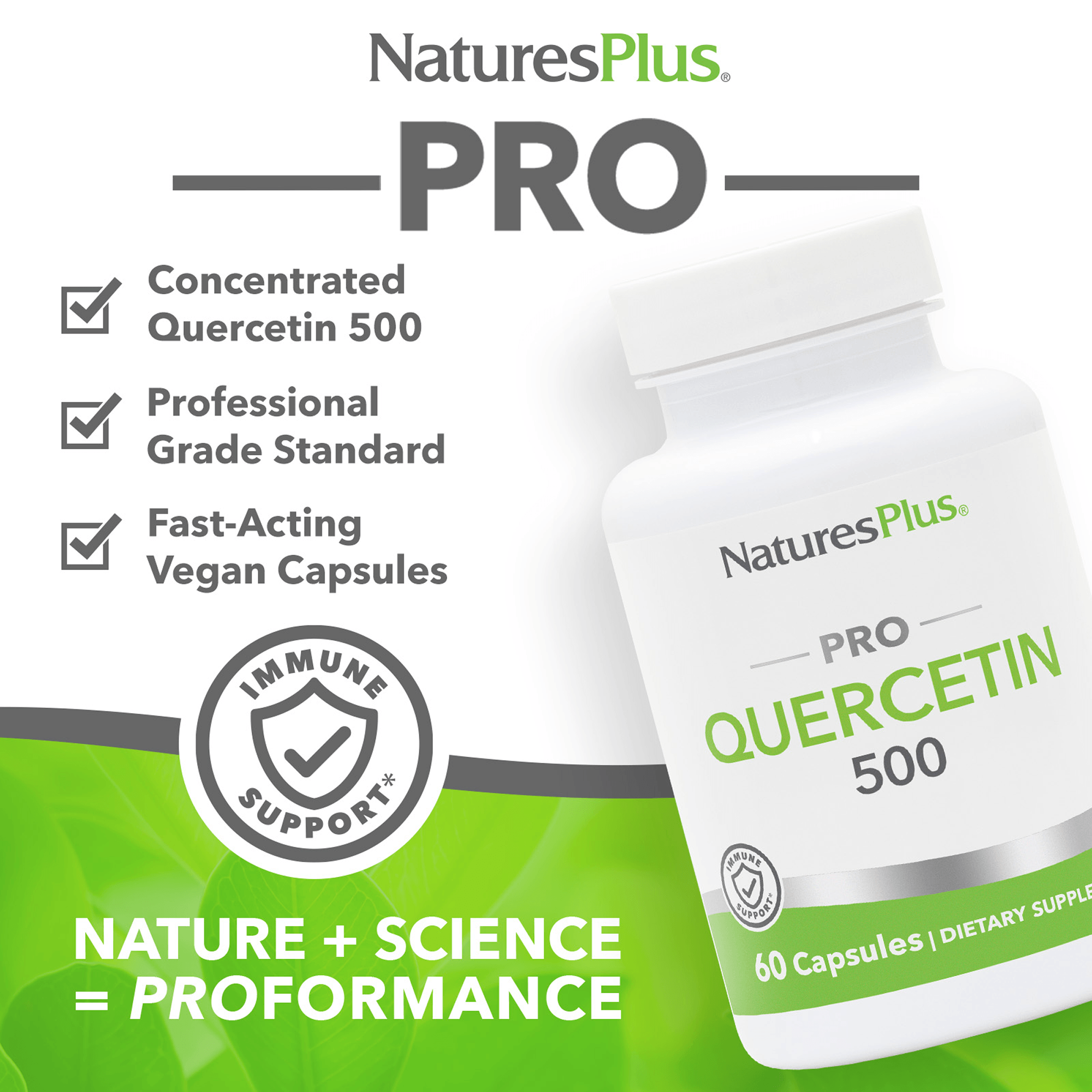 NaturesPlus PRO Quercetin 500 Capsules - 60 Count