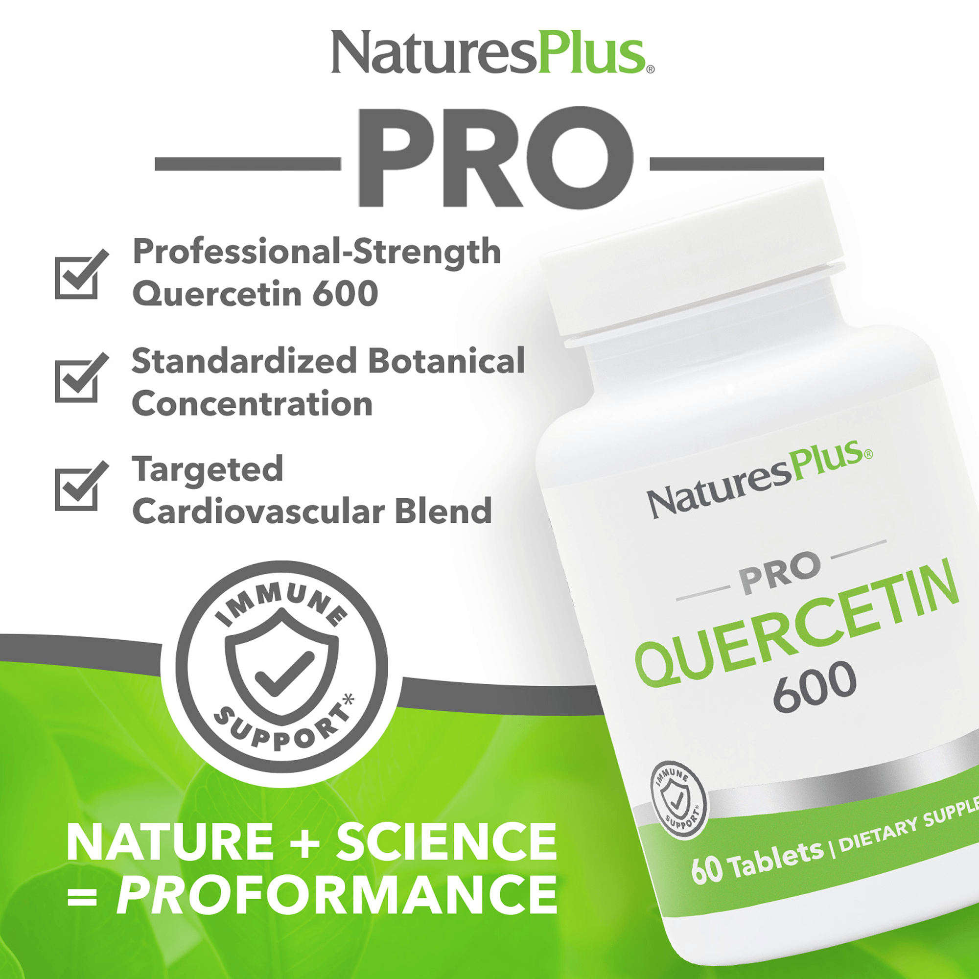 NaturesPlus PRO Quercetin 600 Tablets - 60 Count
