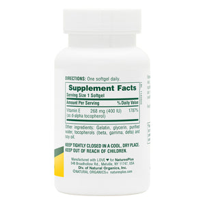 First side product image of Vitamin E 400 IU Mixed Tocopherol Softgels containing 60 Count