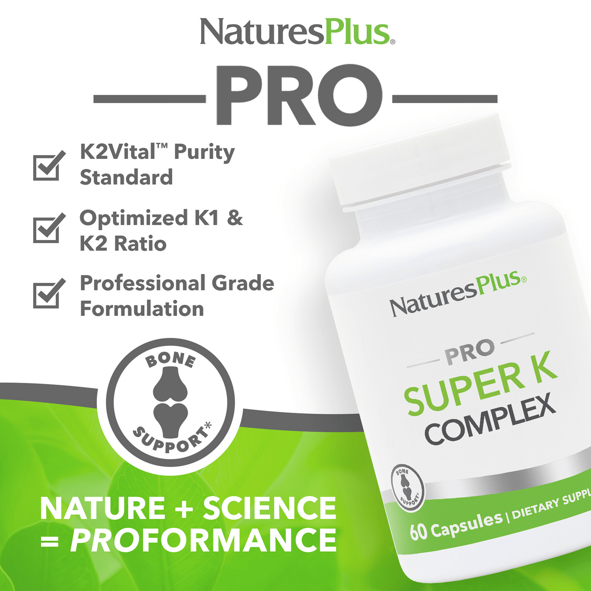 NaturesPlus PRO Super K Complex Capsules - 60 Count