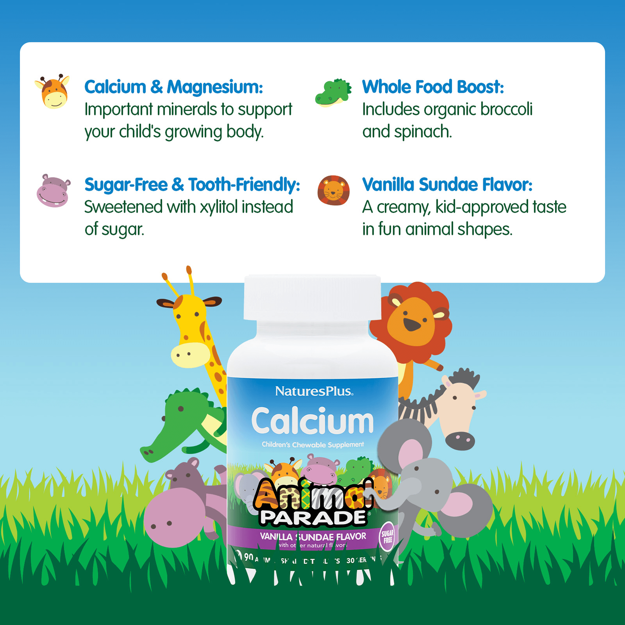 Animal Parade® Sugar-Free Calcium Children’s Chewables - 90 Count
