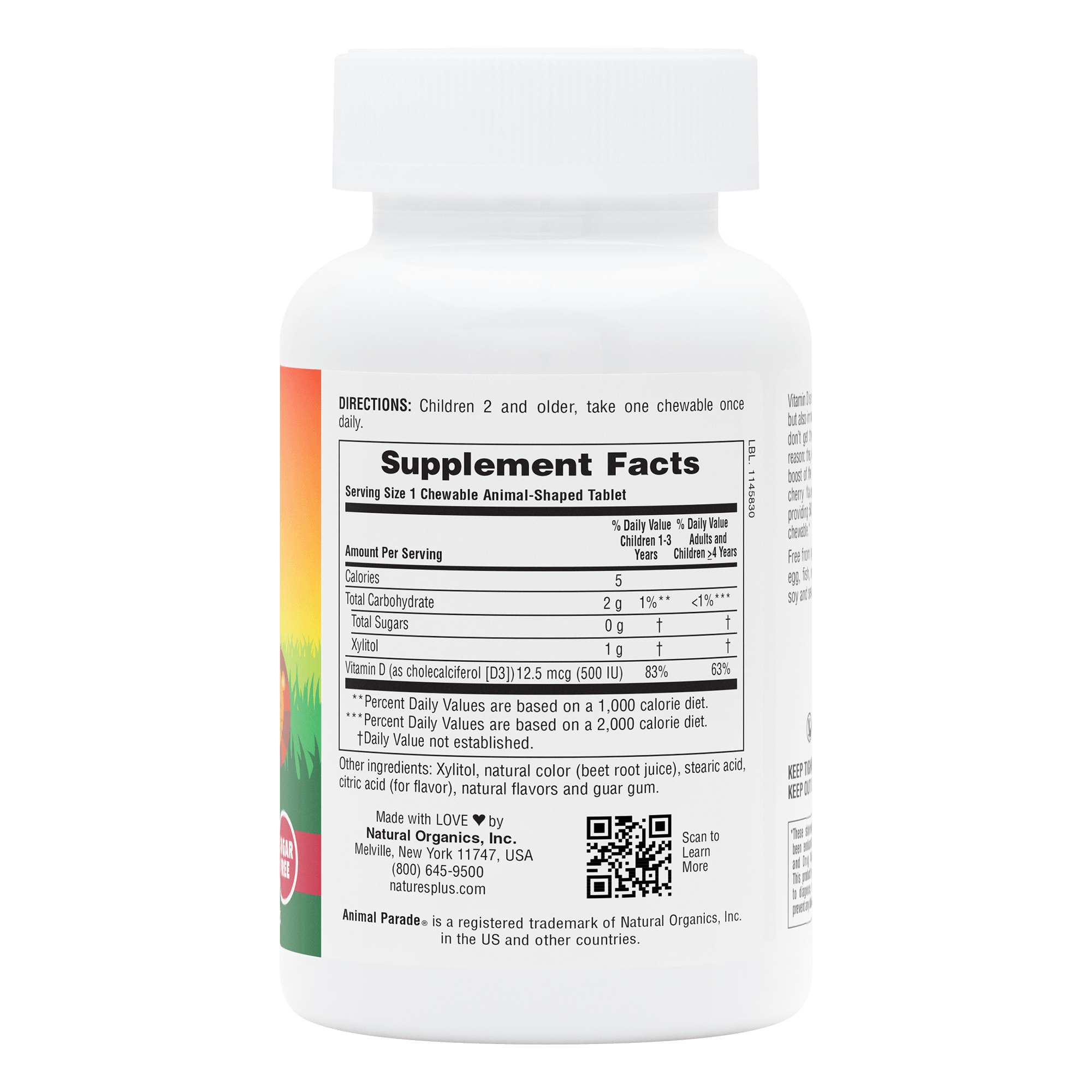Animal Parade® Sugar-Free Vitamin D3 500 IU Children’s Chewables - 90 Count