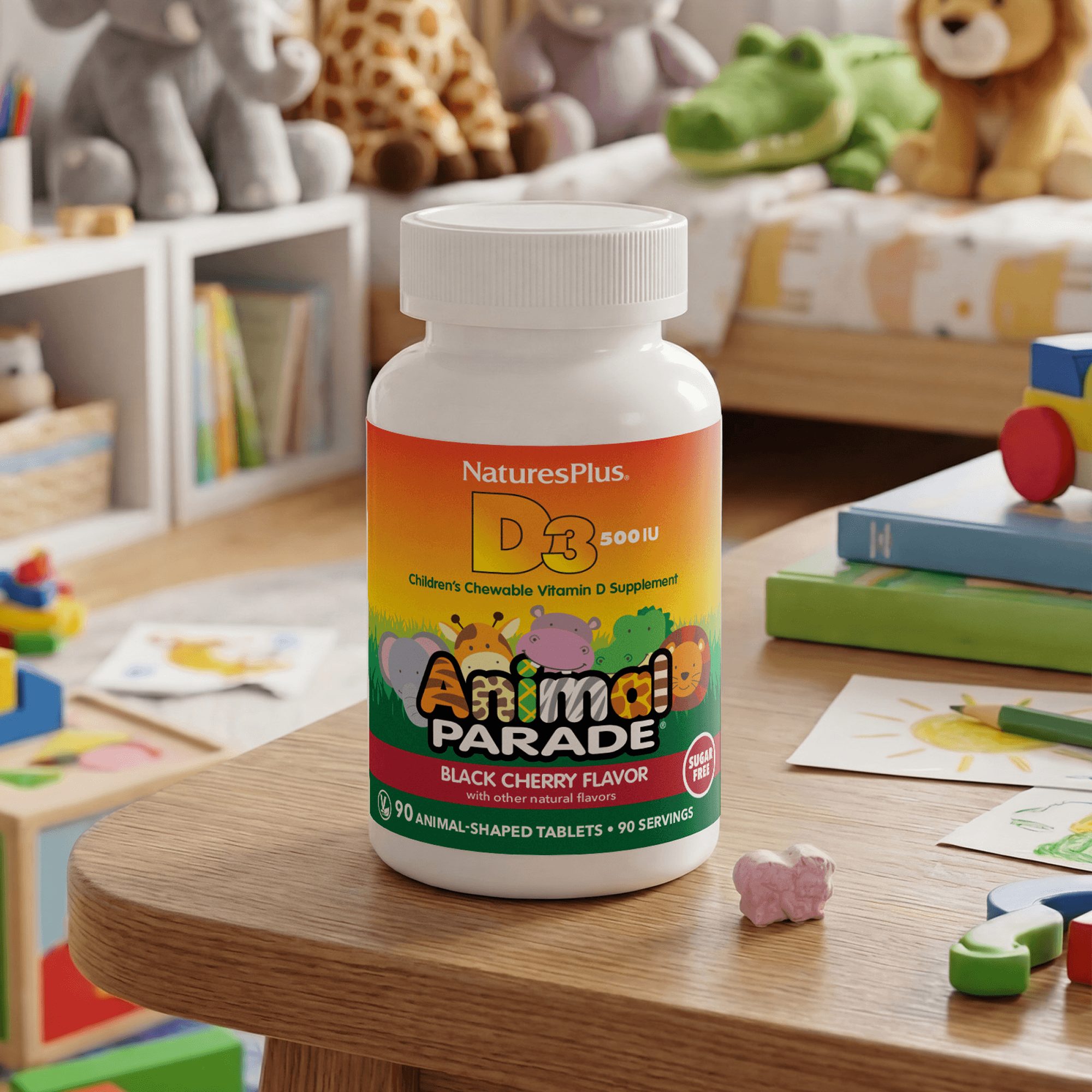 Animal Parade® Sugar-Free Vitamin D3 500 IU Children’s Chewables - 90 Count