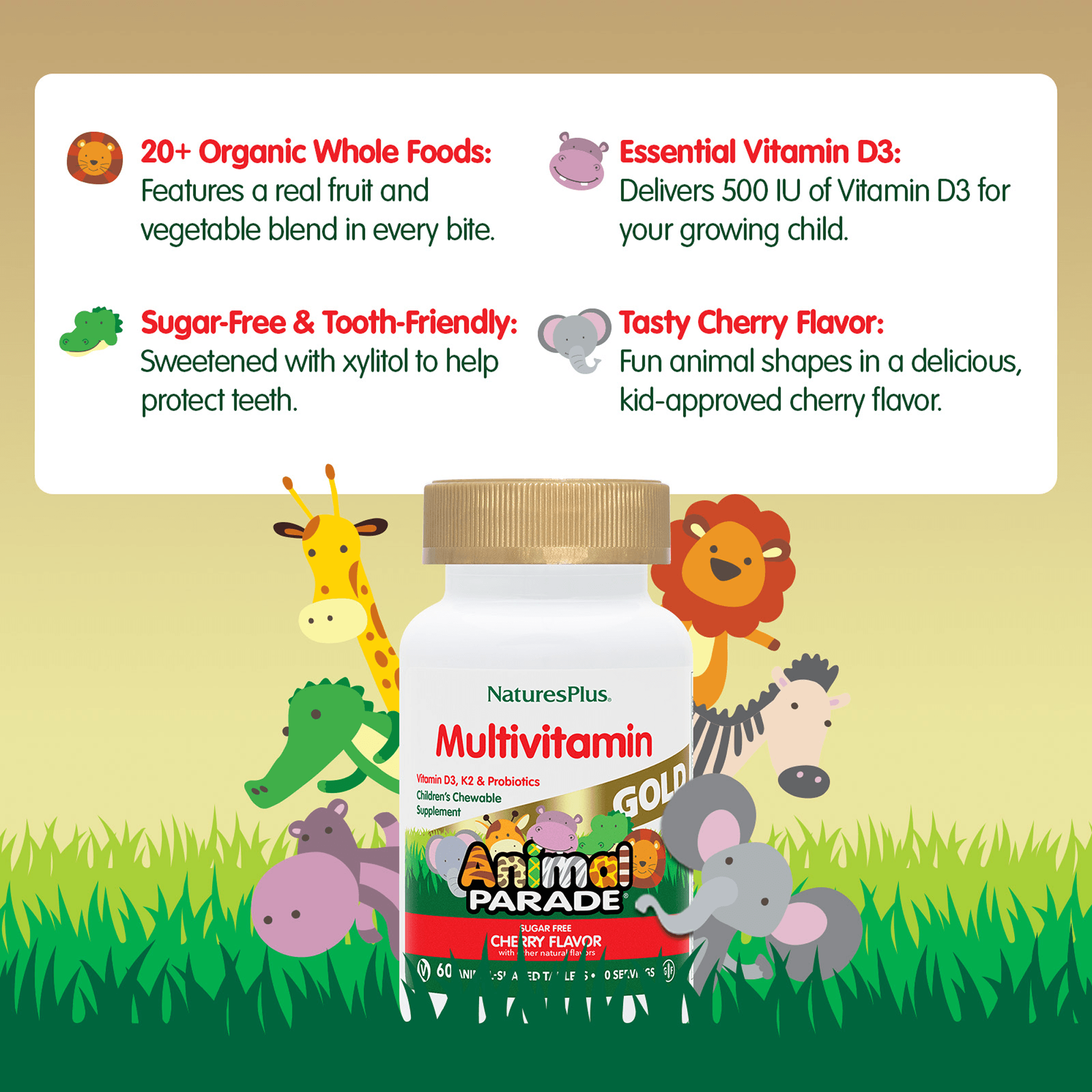 Animal Parade® GOLD Multivitamin Children’s Chewables - Cherry - 60 Count
