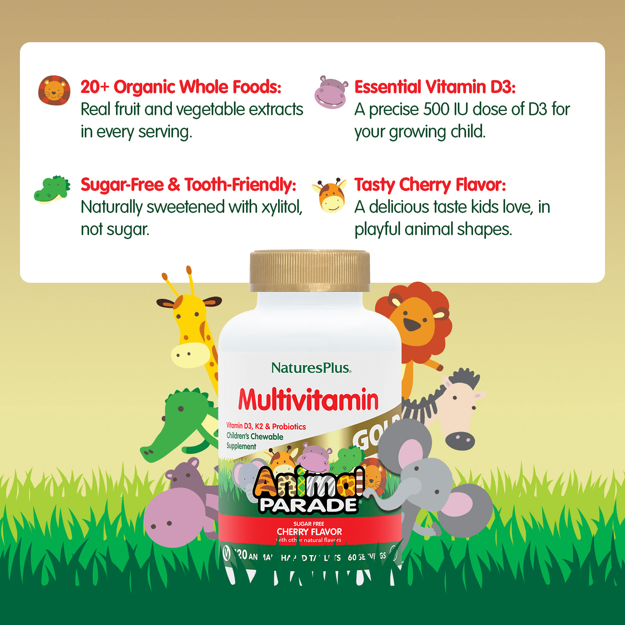 Animal Parade® GOLD Multivitamin Children’s Chewables - Cherry - 120 Count