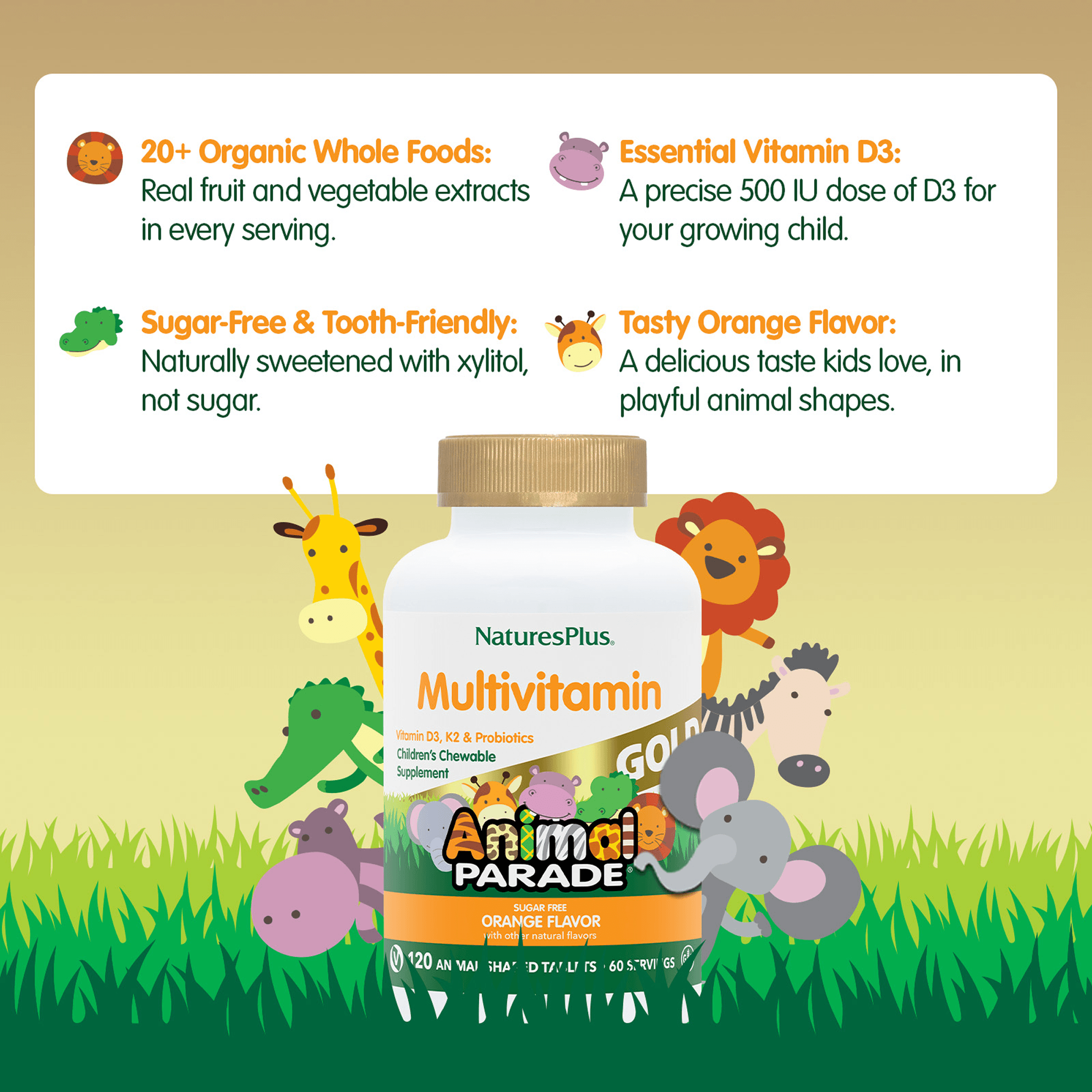 Animal Parade® GOLD Multivitamin Children’s Chewables - Orange - 120 Count