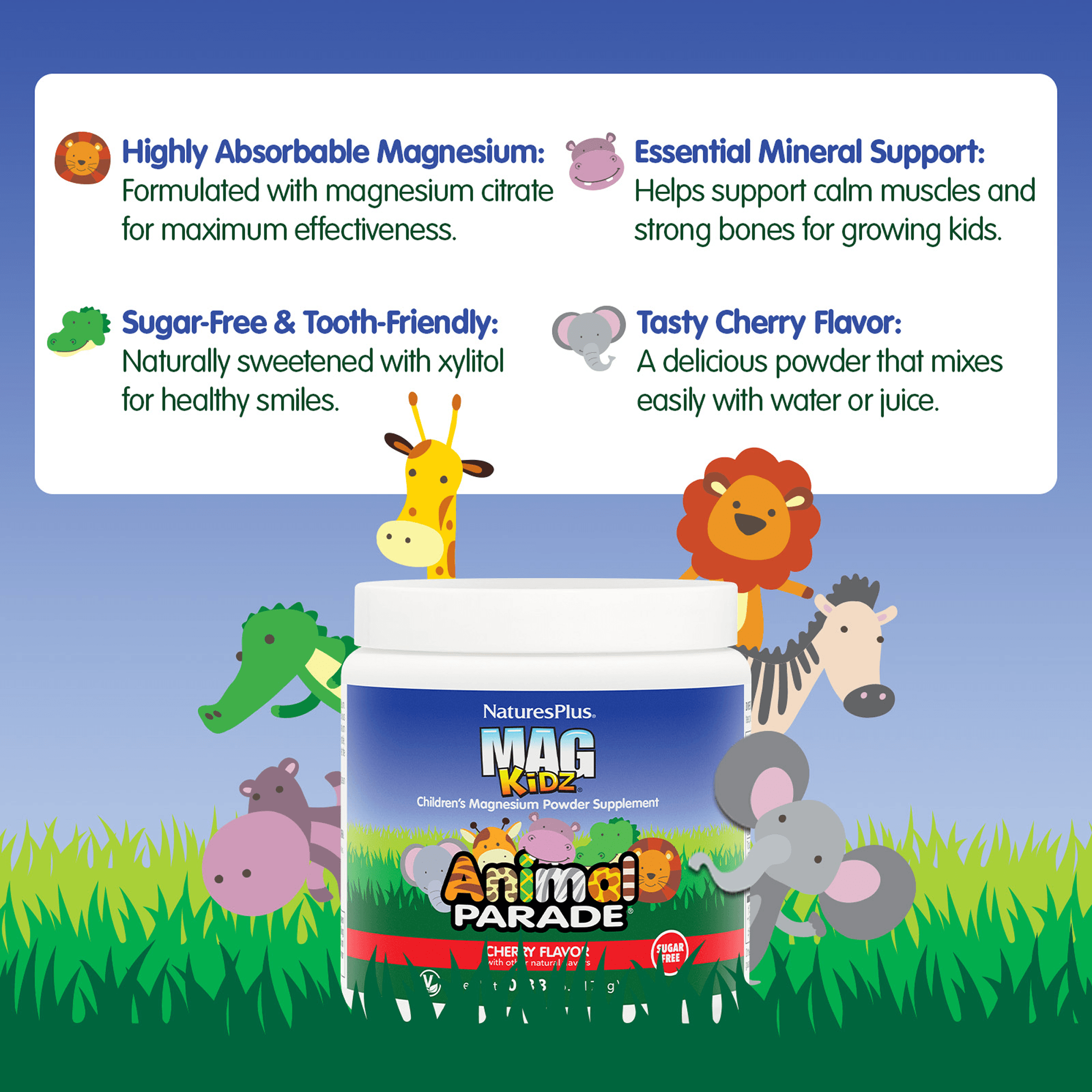 Animal Parade® Sugar-Free MagKidz Magnesium Powder - 0.32 LB