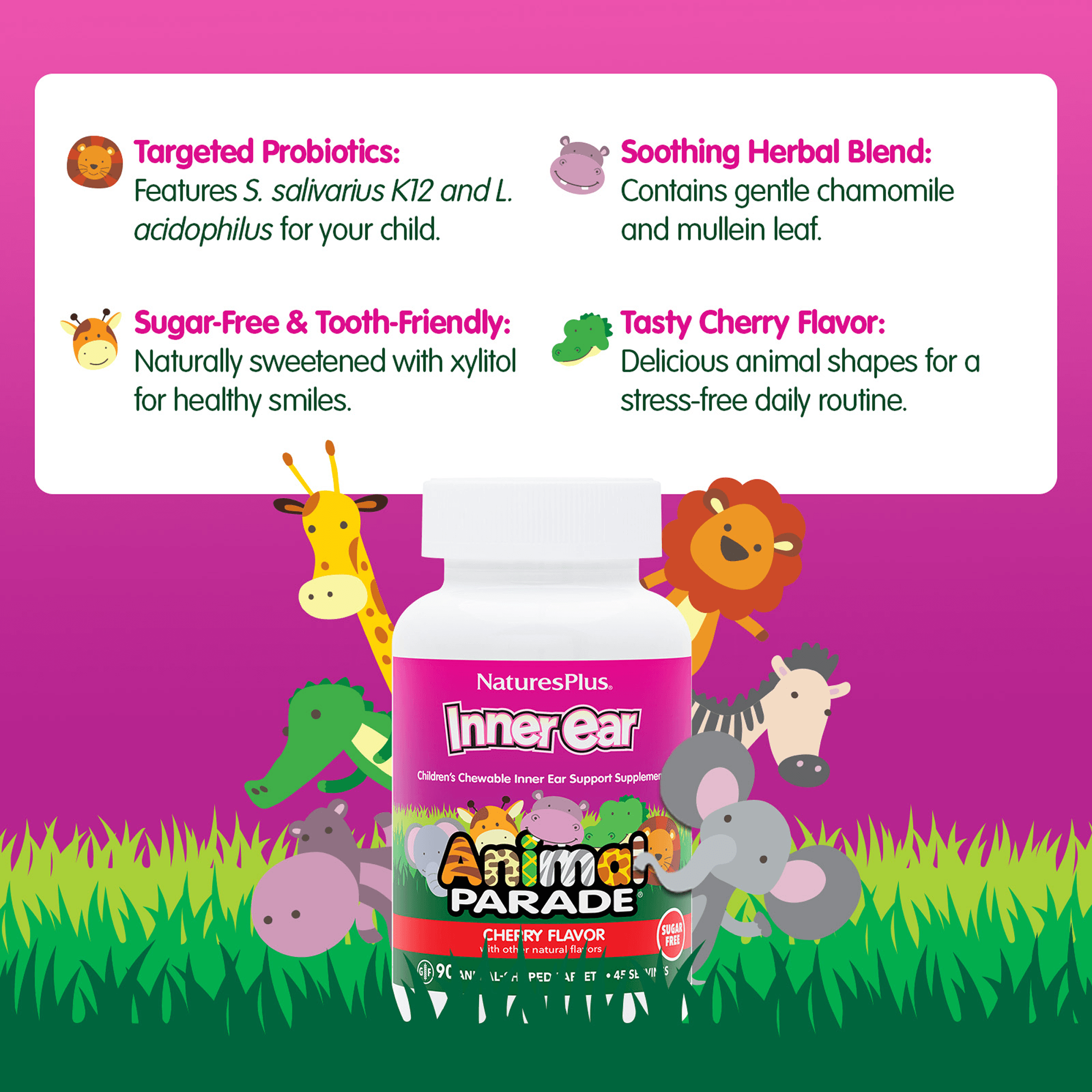 Animal Parade® Inner Ear Support Children’s Chewables - 90 Count
