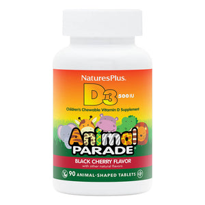 Frontal product image of Animal Parade® D3 500 IU Children’s Chewables containing 90 Count