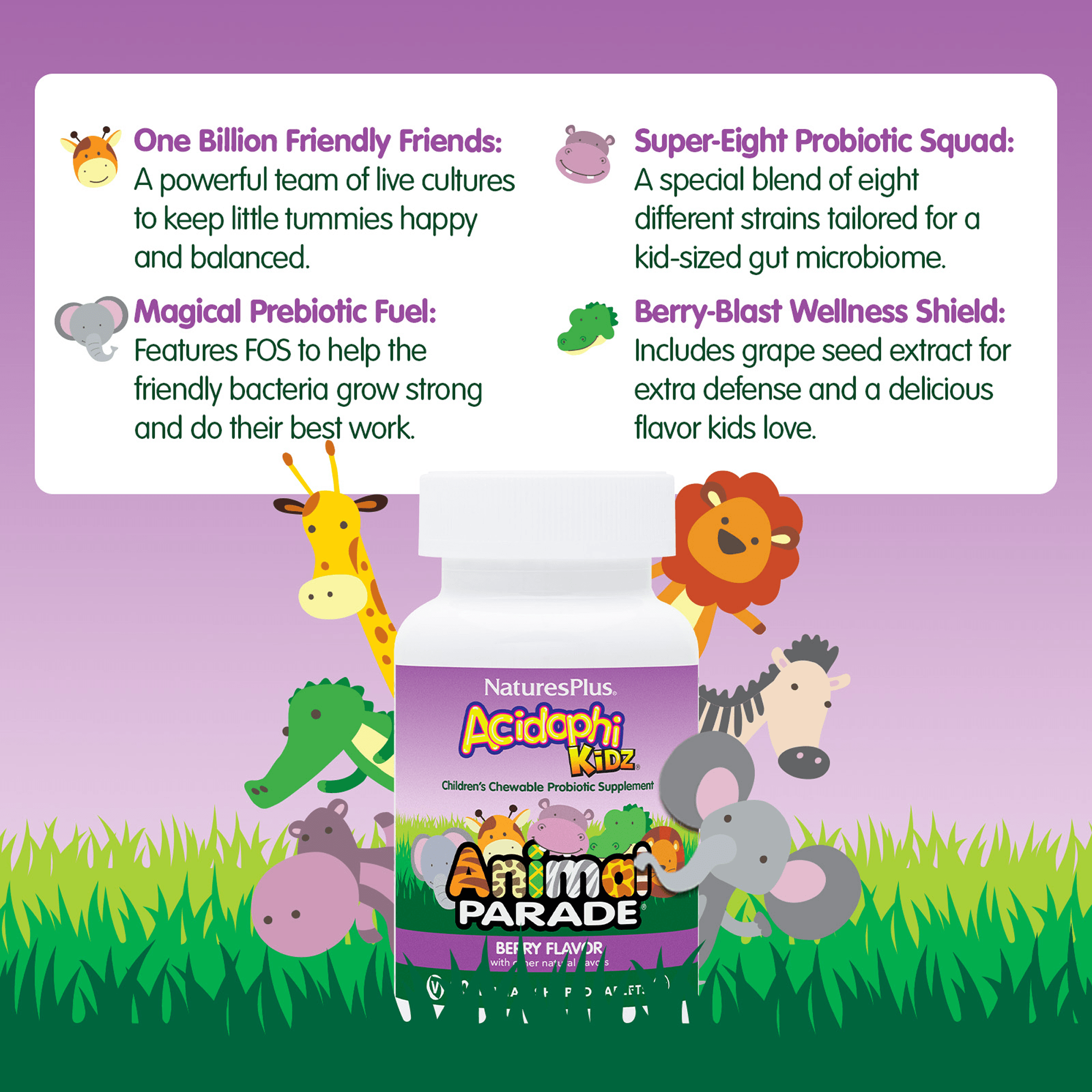 Animal Parade® AcidophiKidz® Childrens Chewables - 90 Count