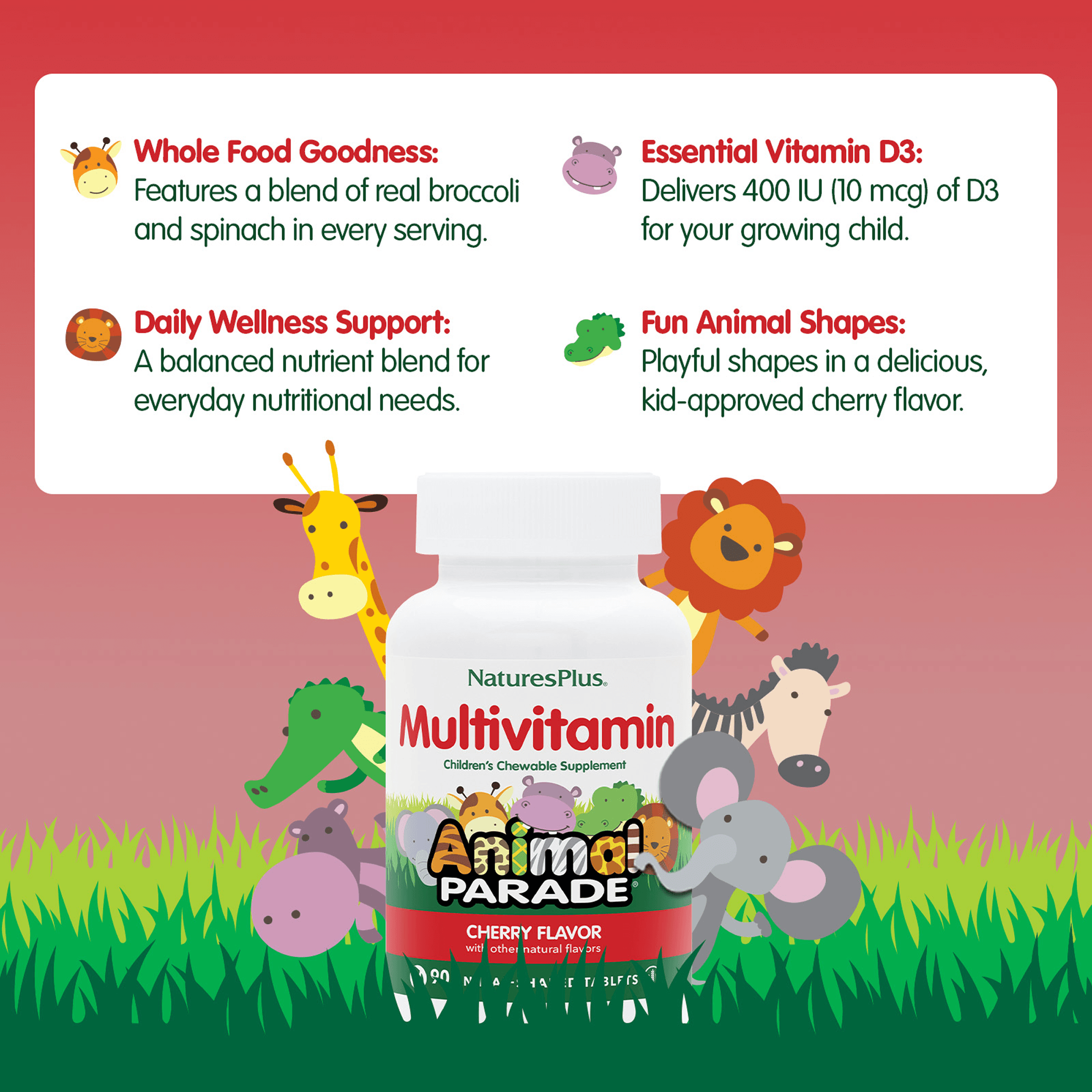 Animal Parade® Multivitamin Children’s Chewables - Cherry - 90 Count