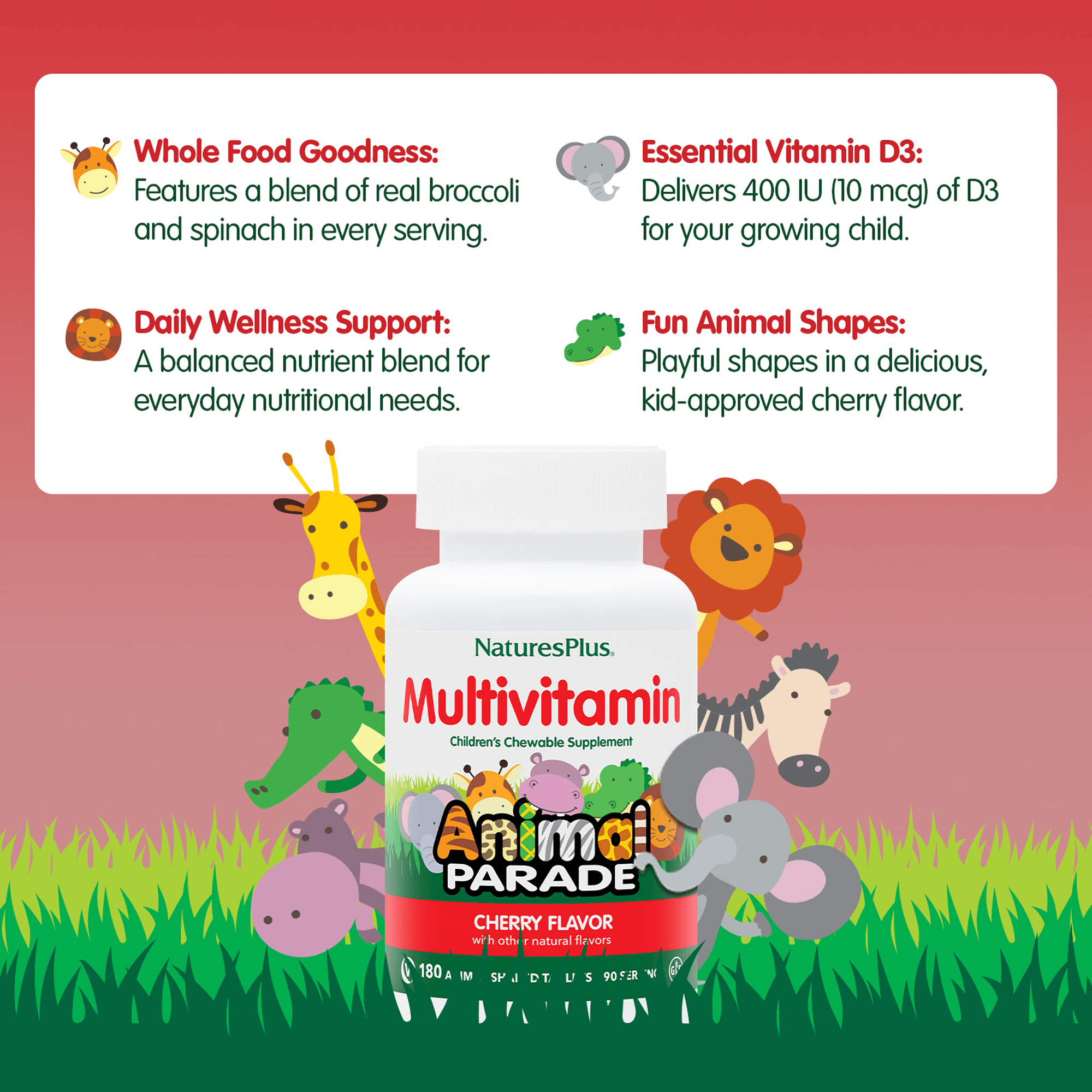 Animal Parade® Multivitamin Children’s Chewables - Cherry - 180 Count