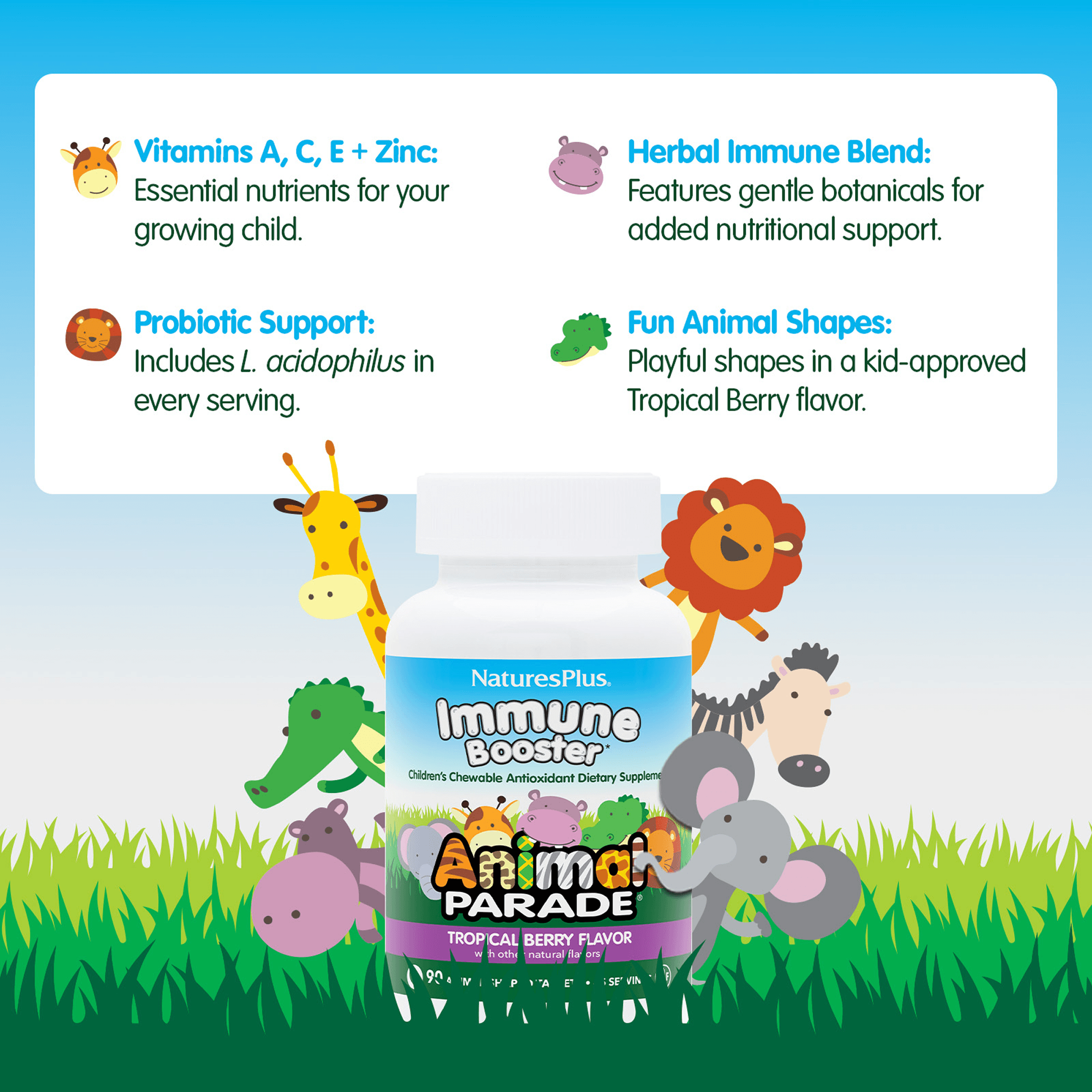 Animal Parade® Immune Booster Chewables - 90 Count