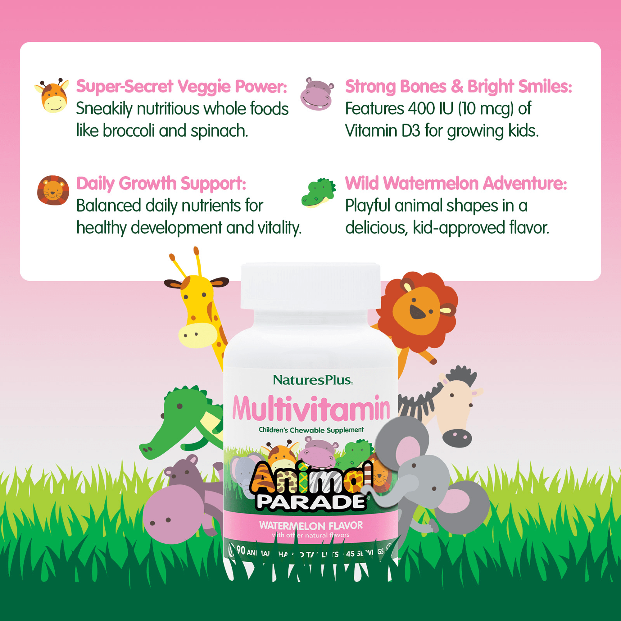 Animal Parade® Multivitamin Children’s Chewables - Watermelon - 90 Count