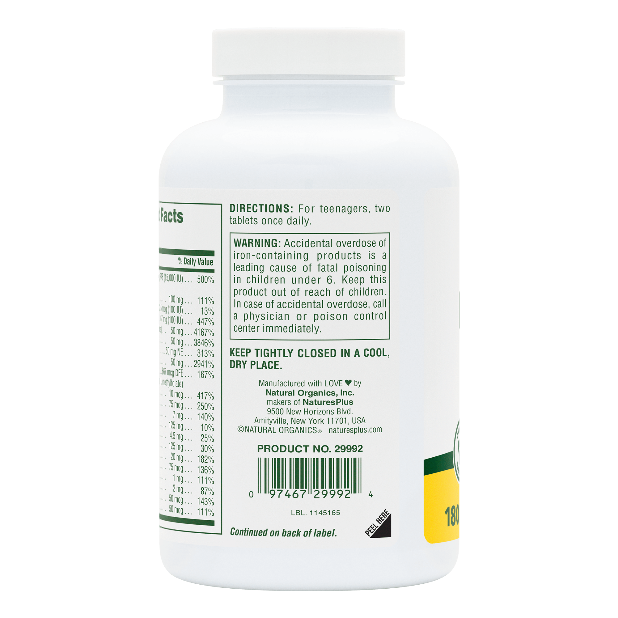 POWER TEEN® Multivitamin Tablets - 180 Count