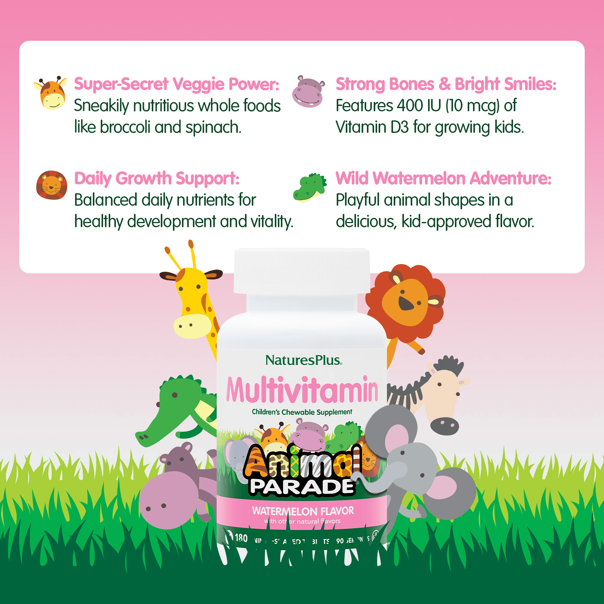 Animal Parade® Multivitamin Children’s Chewables - Watermelon - 180 Count