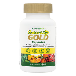 Frontal product image of Source of Life® GOLD Multivitamin Capsules containing 90 Count