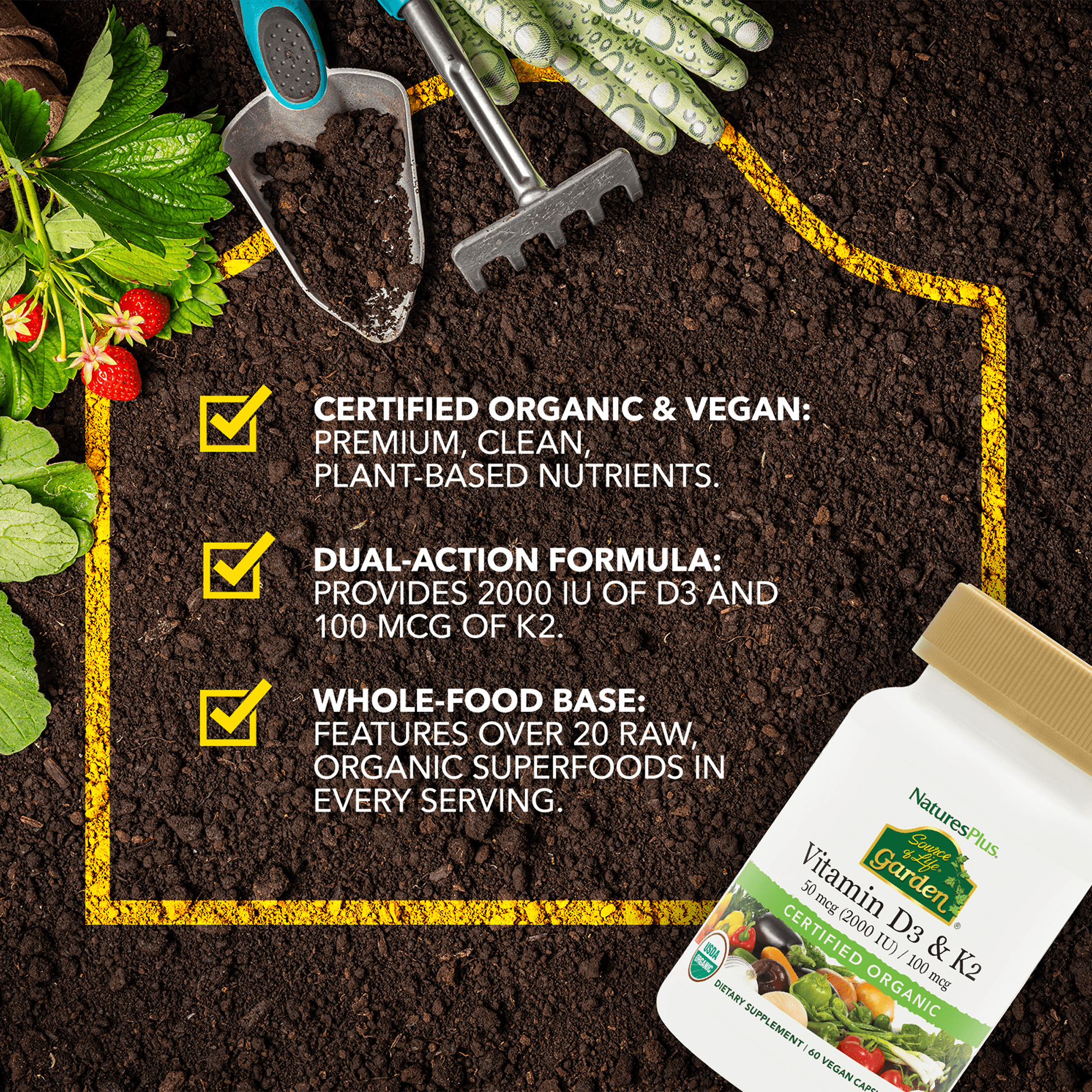 Source of Life Garden Vitamins D3 & K2 - 60 Count