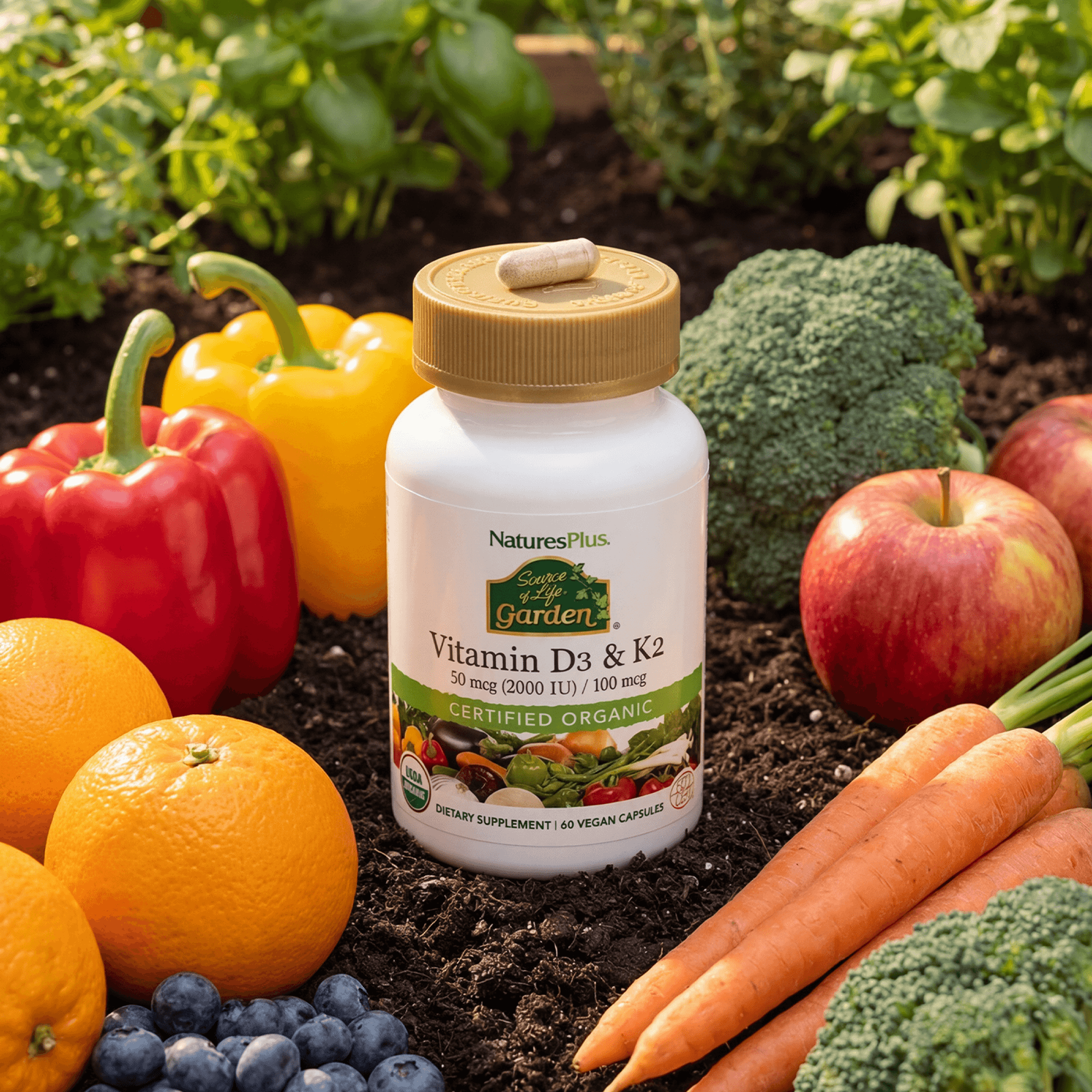 Source of Life Garden Vitamins D3 & K2 - 60 Count