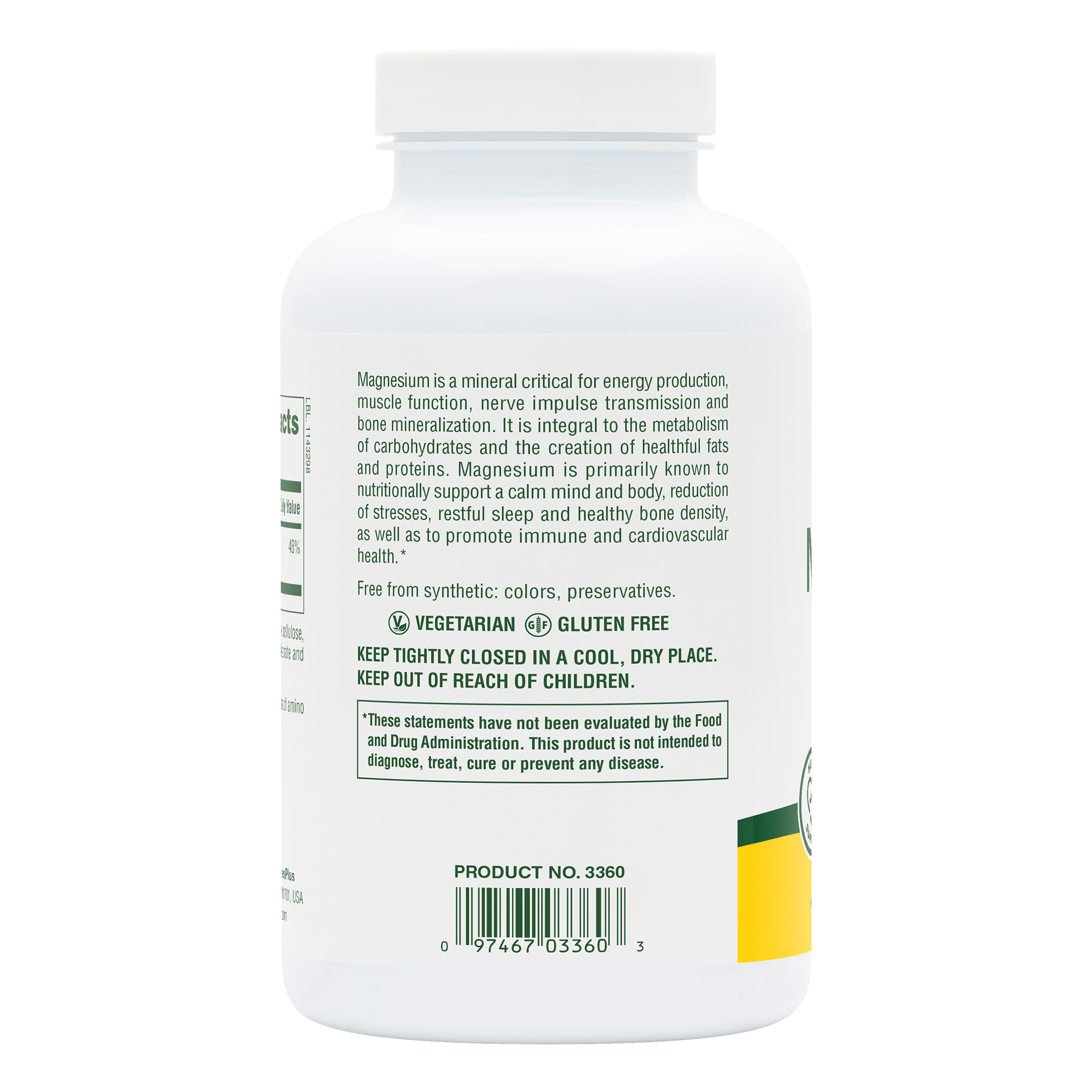 Magnesium 200 mg Tablets - 180 Count