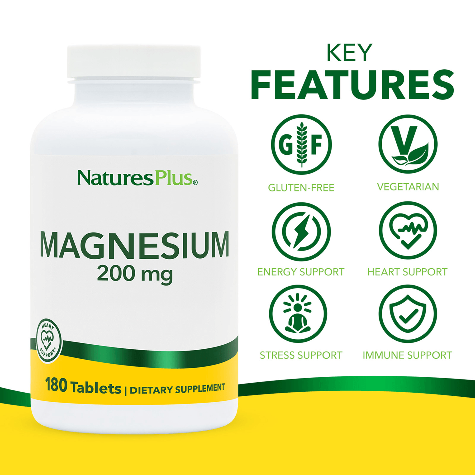 Magnesium 200 mg Tablets - 180 Count