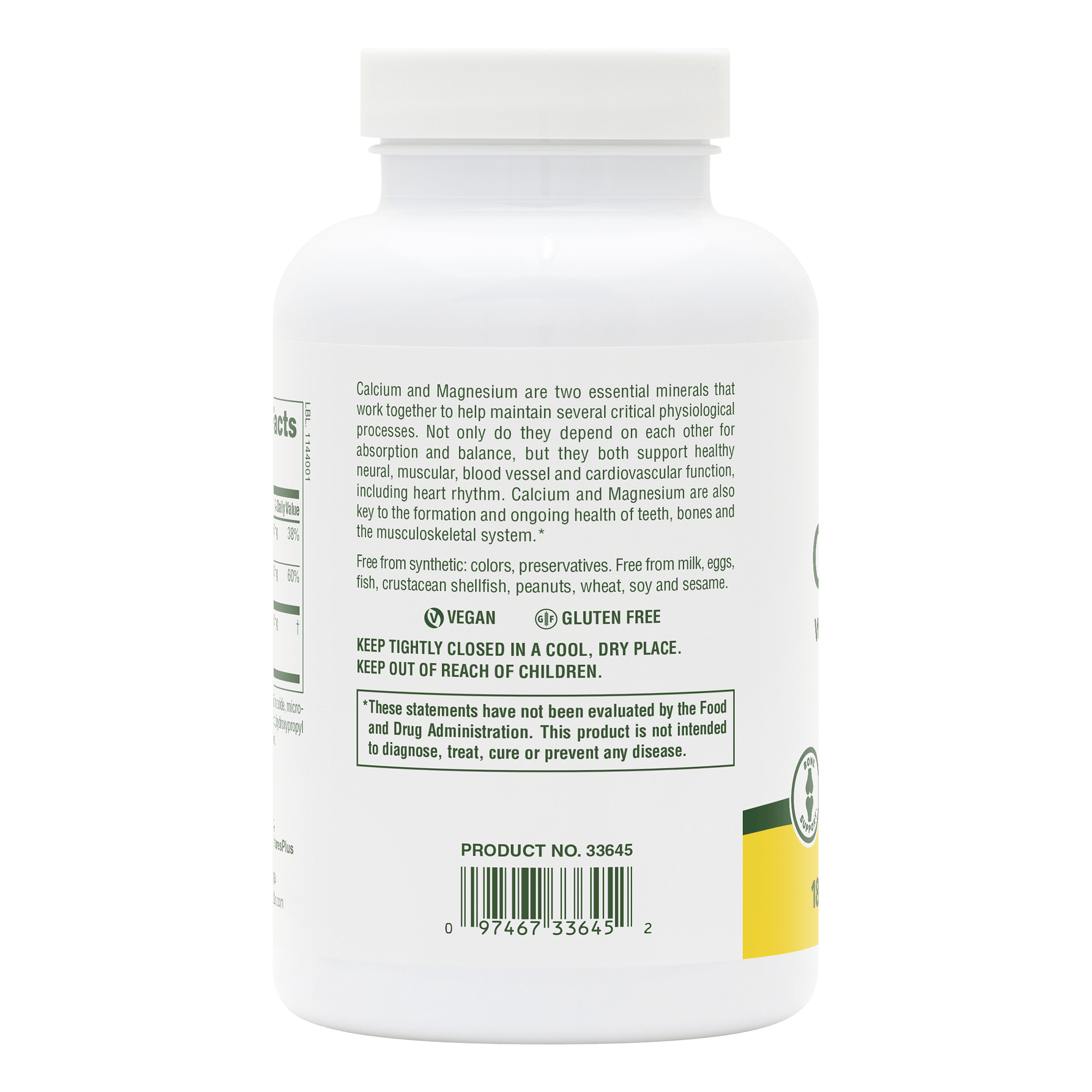 Calcium/Magnesium 500/250 mg Tablets - 180 Count