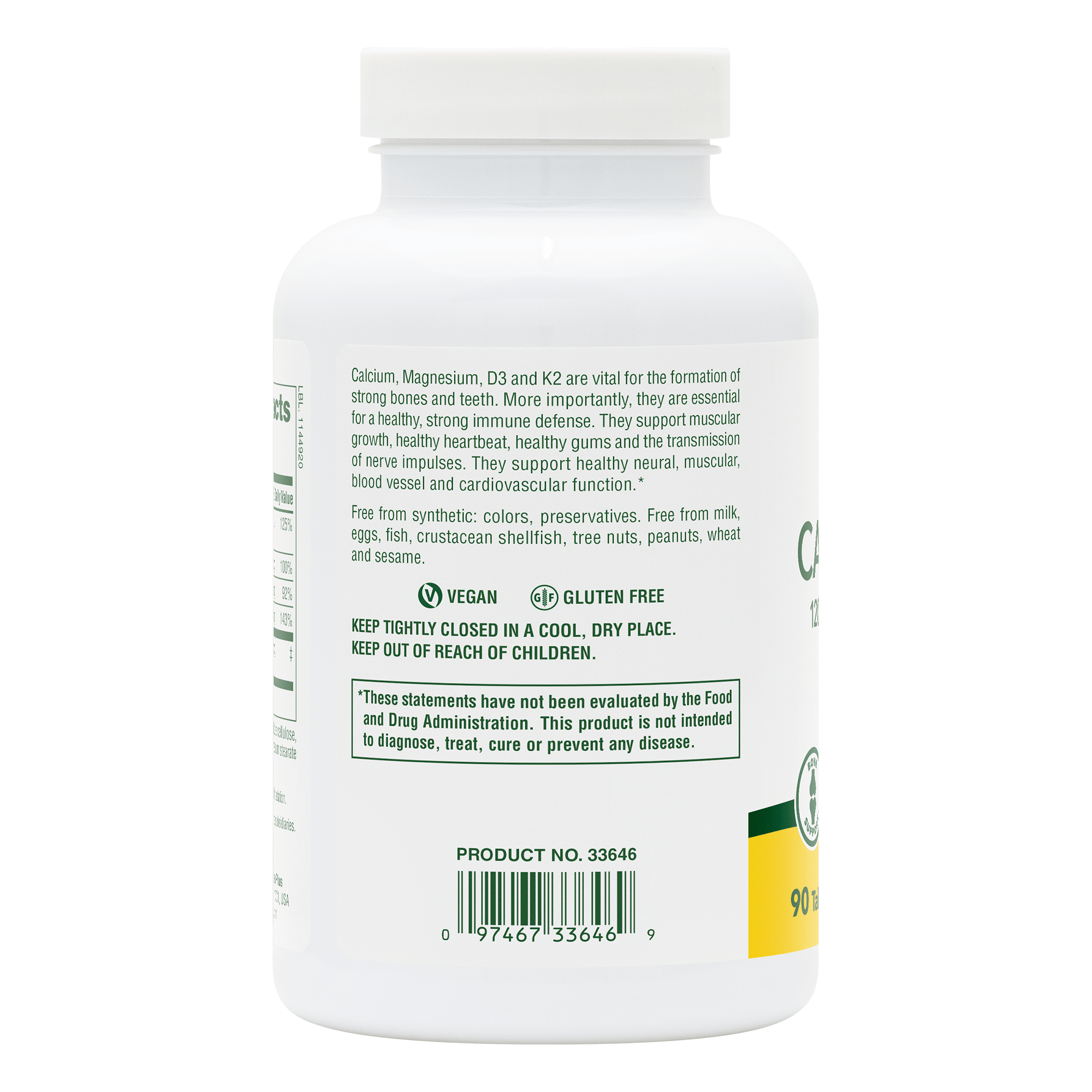 Calcium/Magnesium/Vitamin D3 with Vitamin K2 Tablets - 90 Count