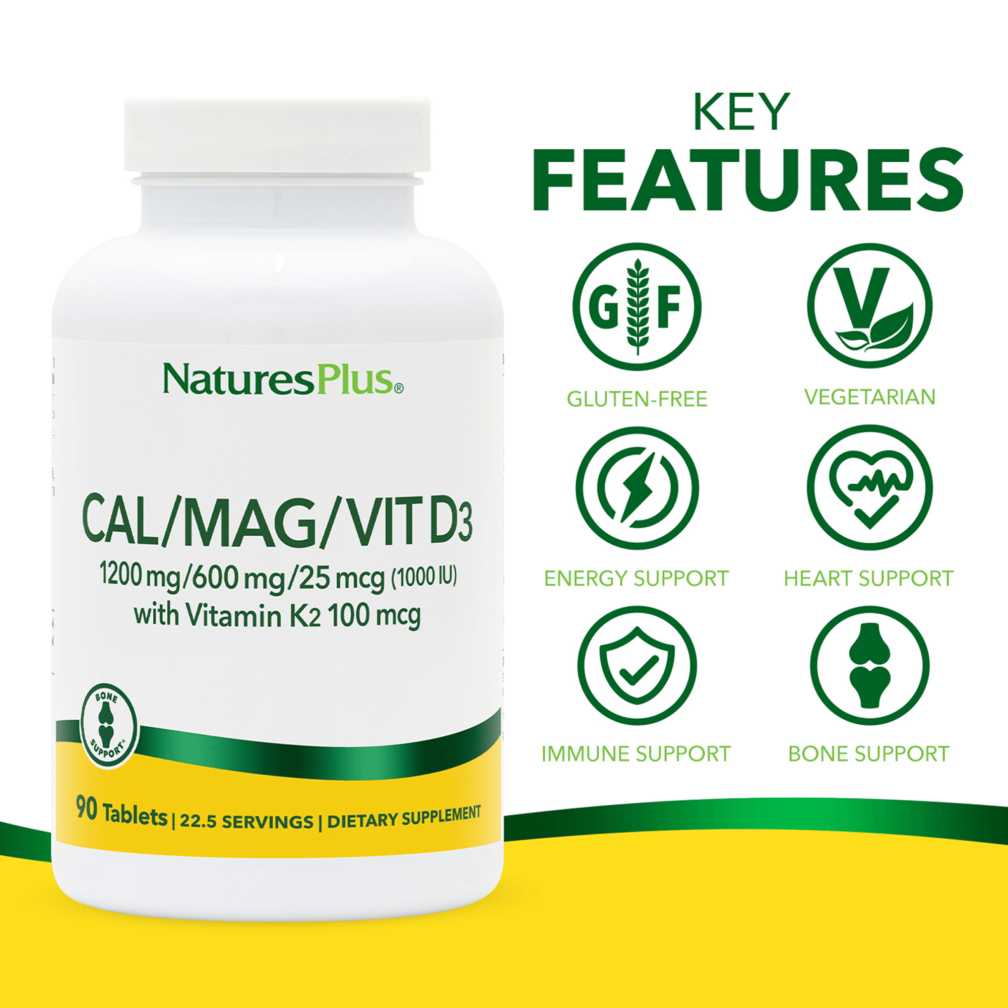 Calcium/Magnesium/Vitamin D3 with Vitamin K2 Tablets - 90 Count