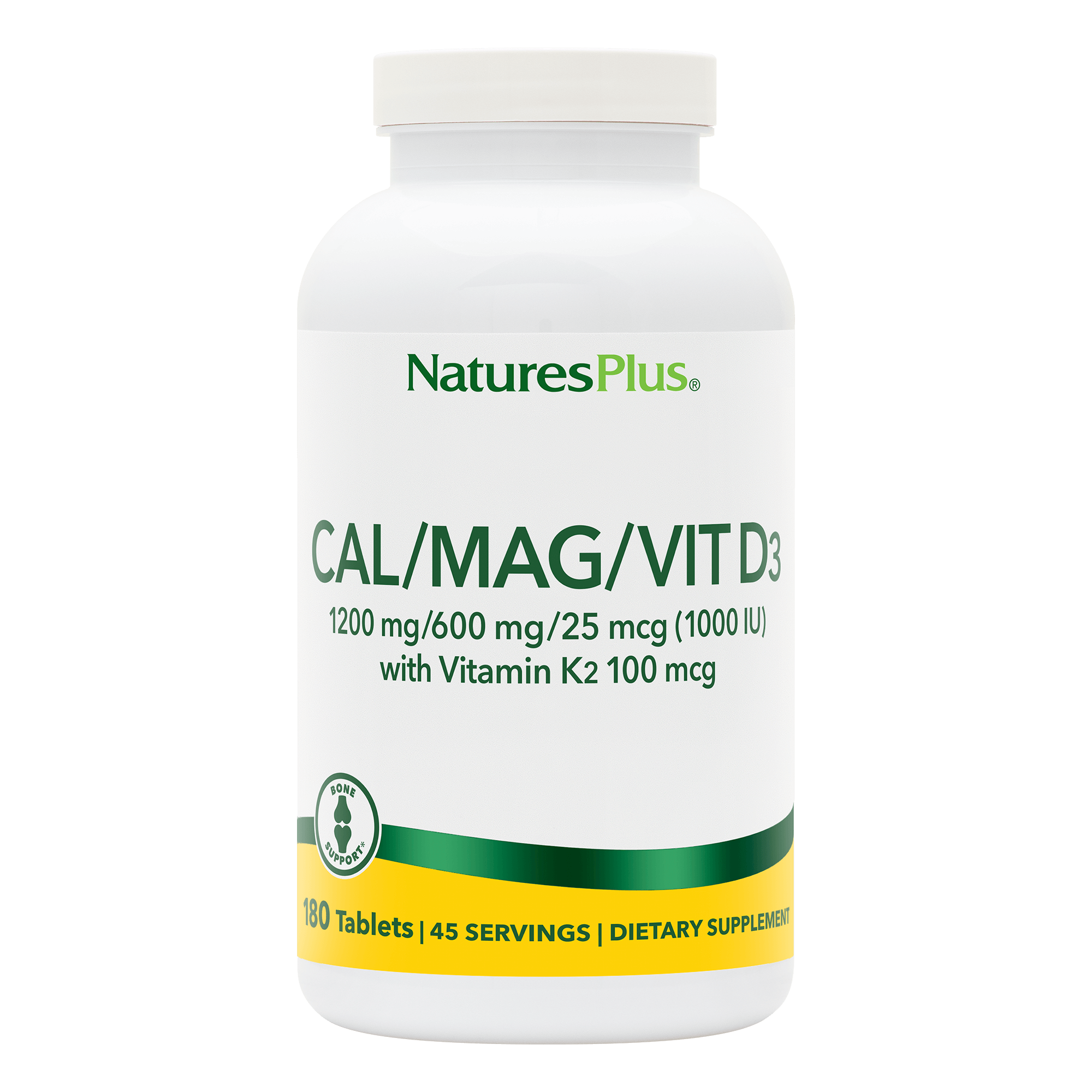 Calcium/Magnesium/Vitamin D3 with Vitamin K2 Tablets - 180 Count