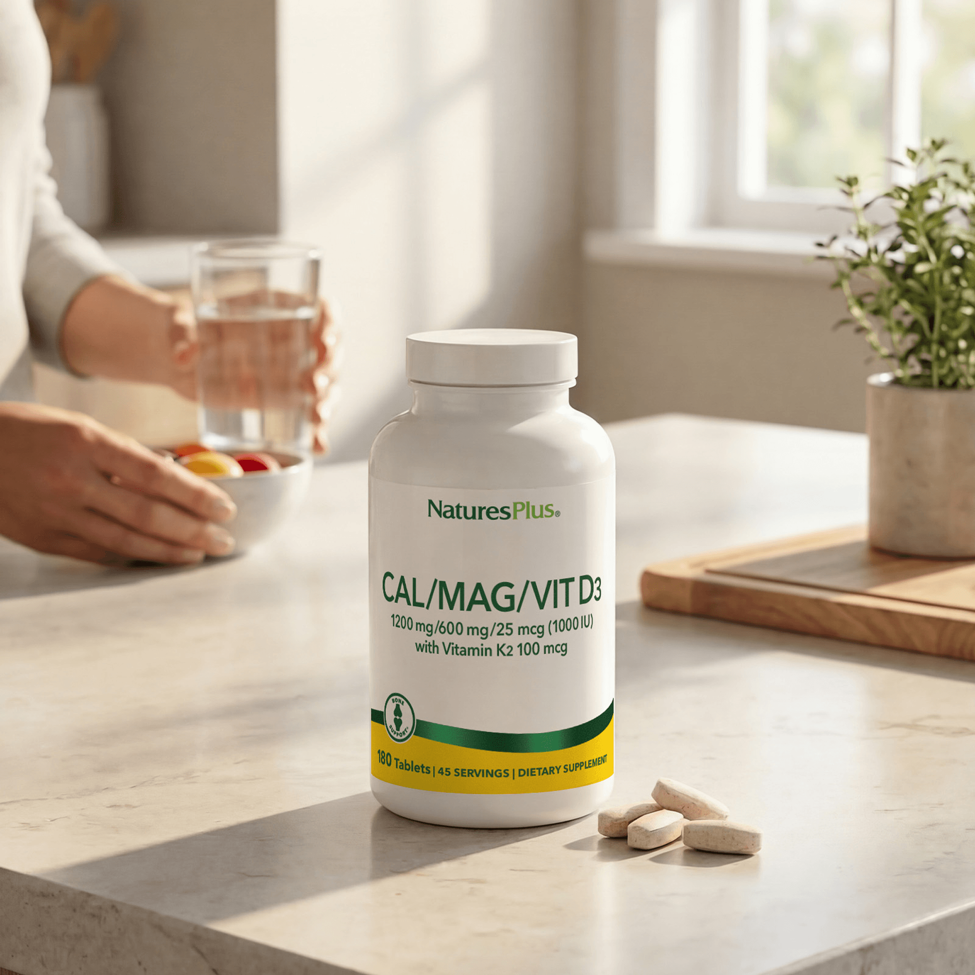 Calcium/Magnesium/Vitamin D3 with Vitamin K2 Tablets - 180 Count