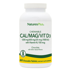 Frontal product image of Calcium/Magnesium/Vitamin D3 with Vitamin K2 Chewables - Chocolate containing 60 Count