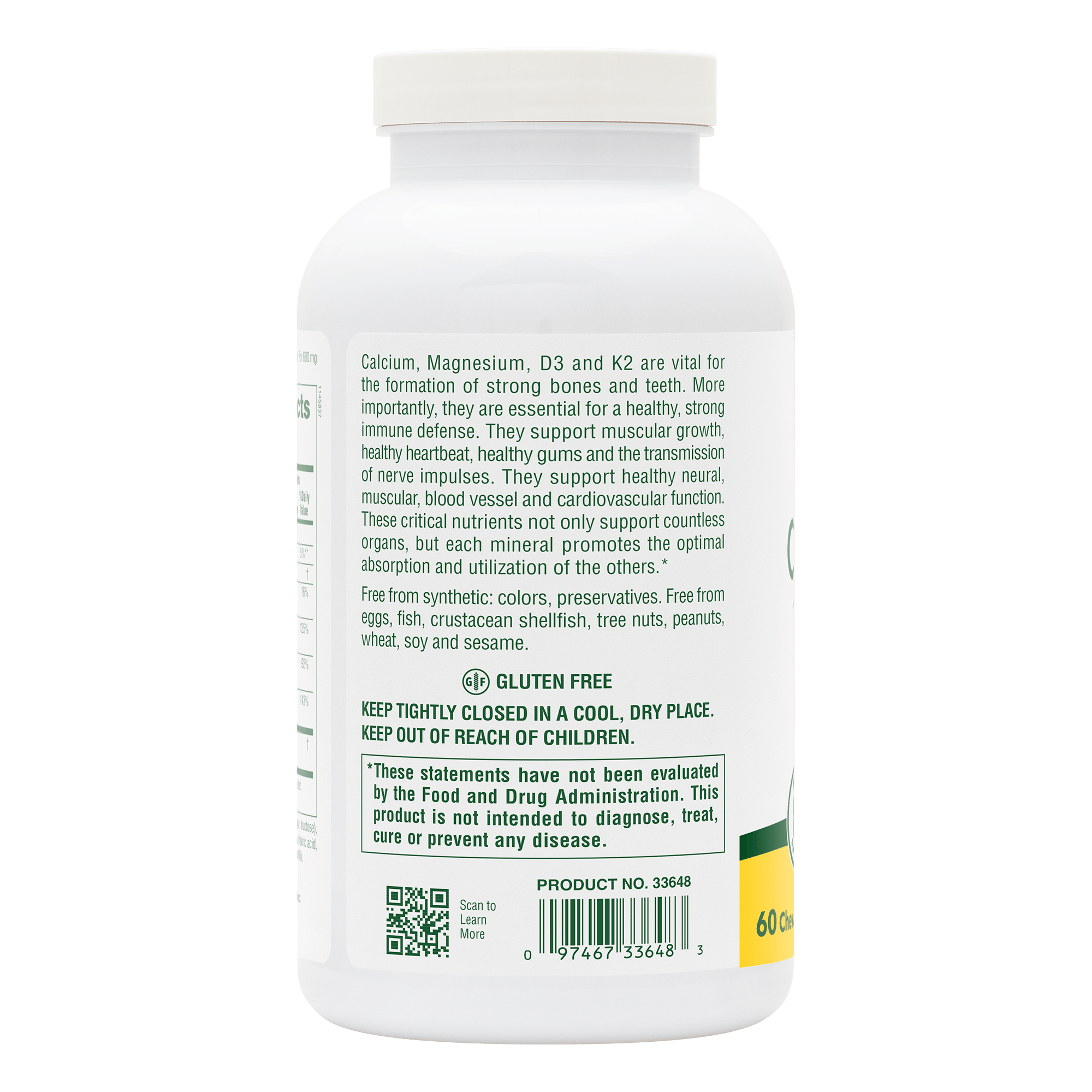 Calcium/Magnesium/Vitamin D3 with Vitamin K2 Chewables - Chocolate - 60 Count