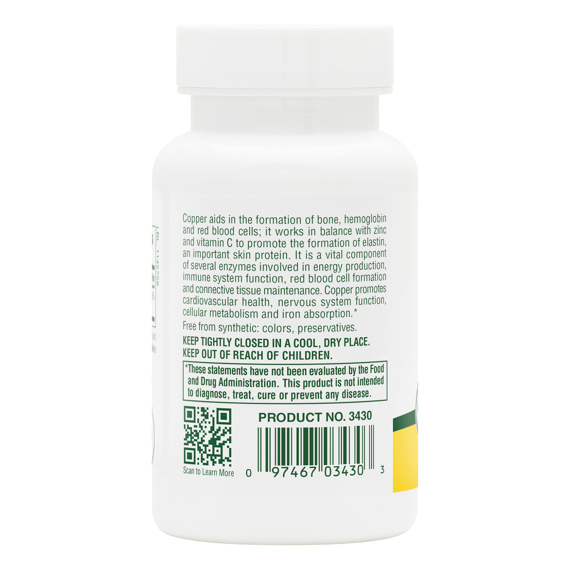 Copper 3 mg Tablets - 90 Count