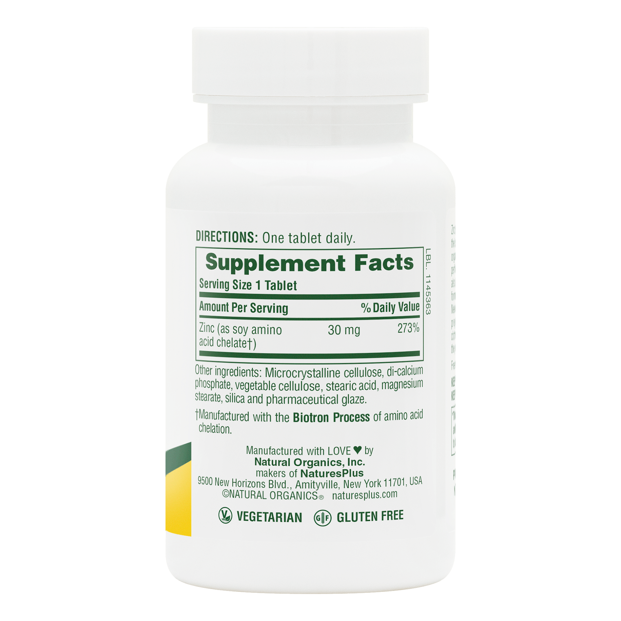 Zinc 30 mg Tablets - 90 Count