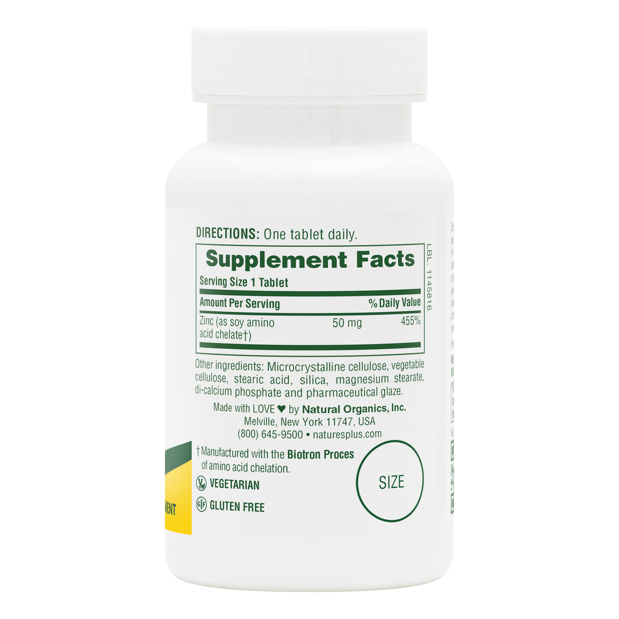 Zinc 50 mg Tablets - 90 Count