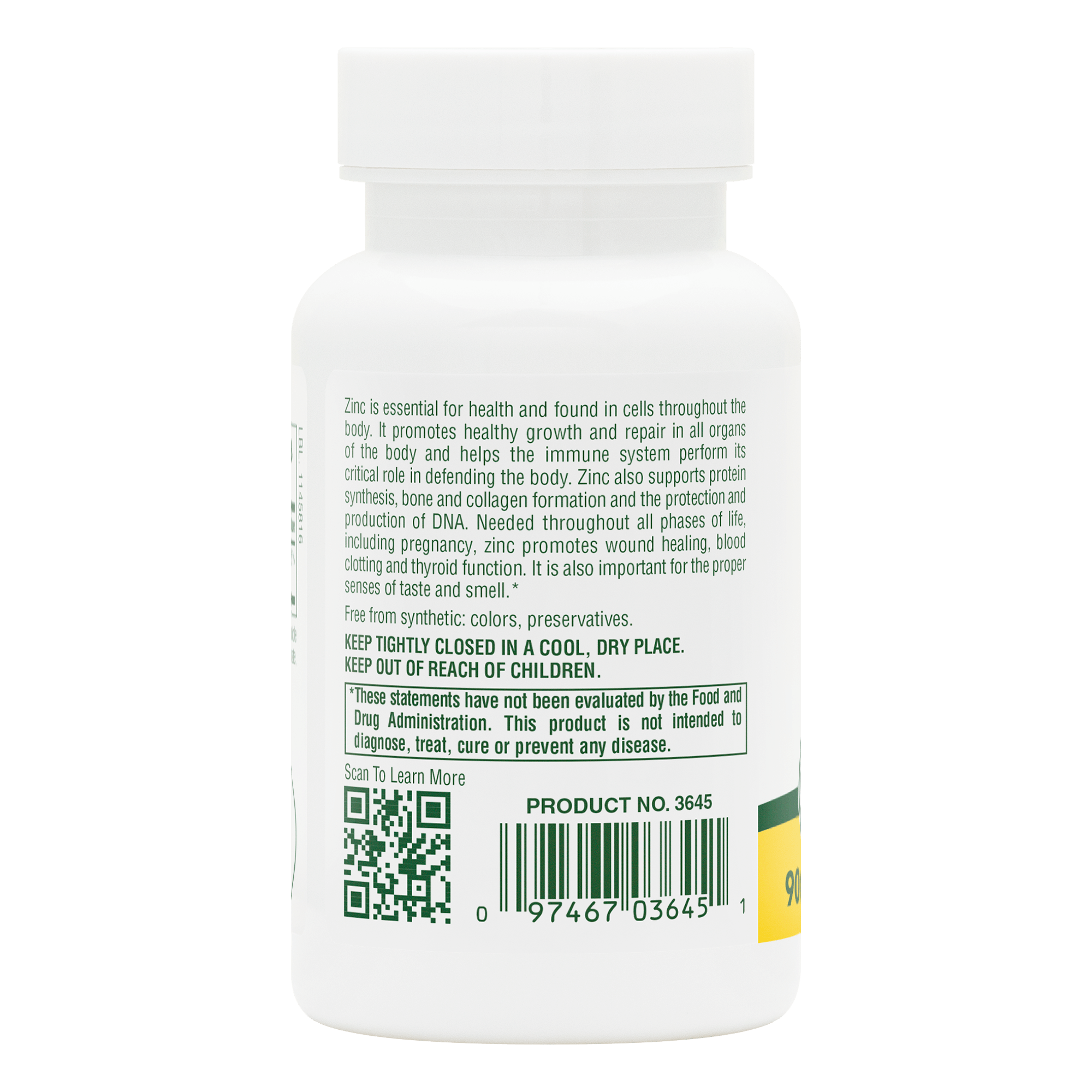 Zinc 50 mg Tablets - 90 Count