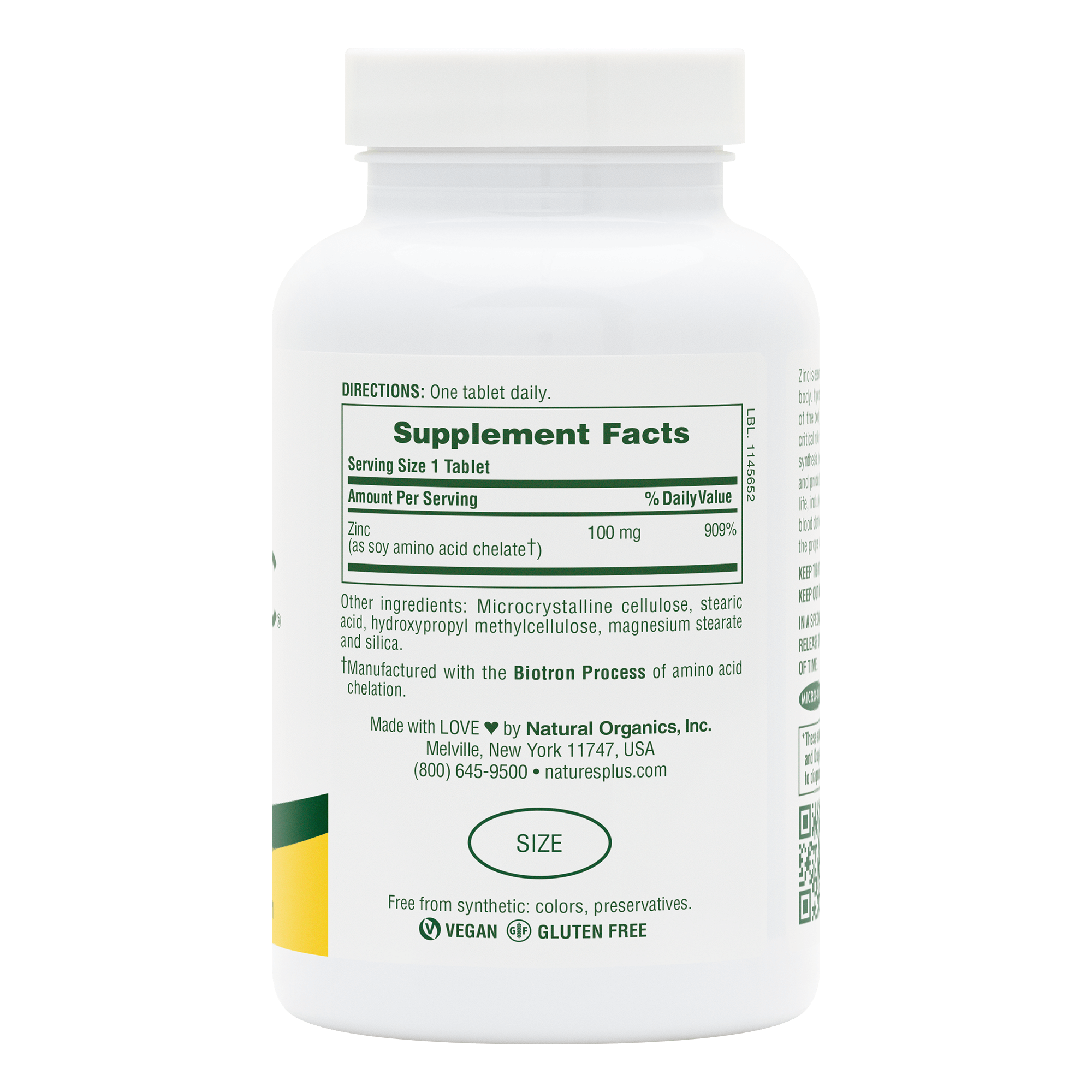 Mega Zinc 100 mg Sustained Release Tablets - 90 Count